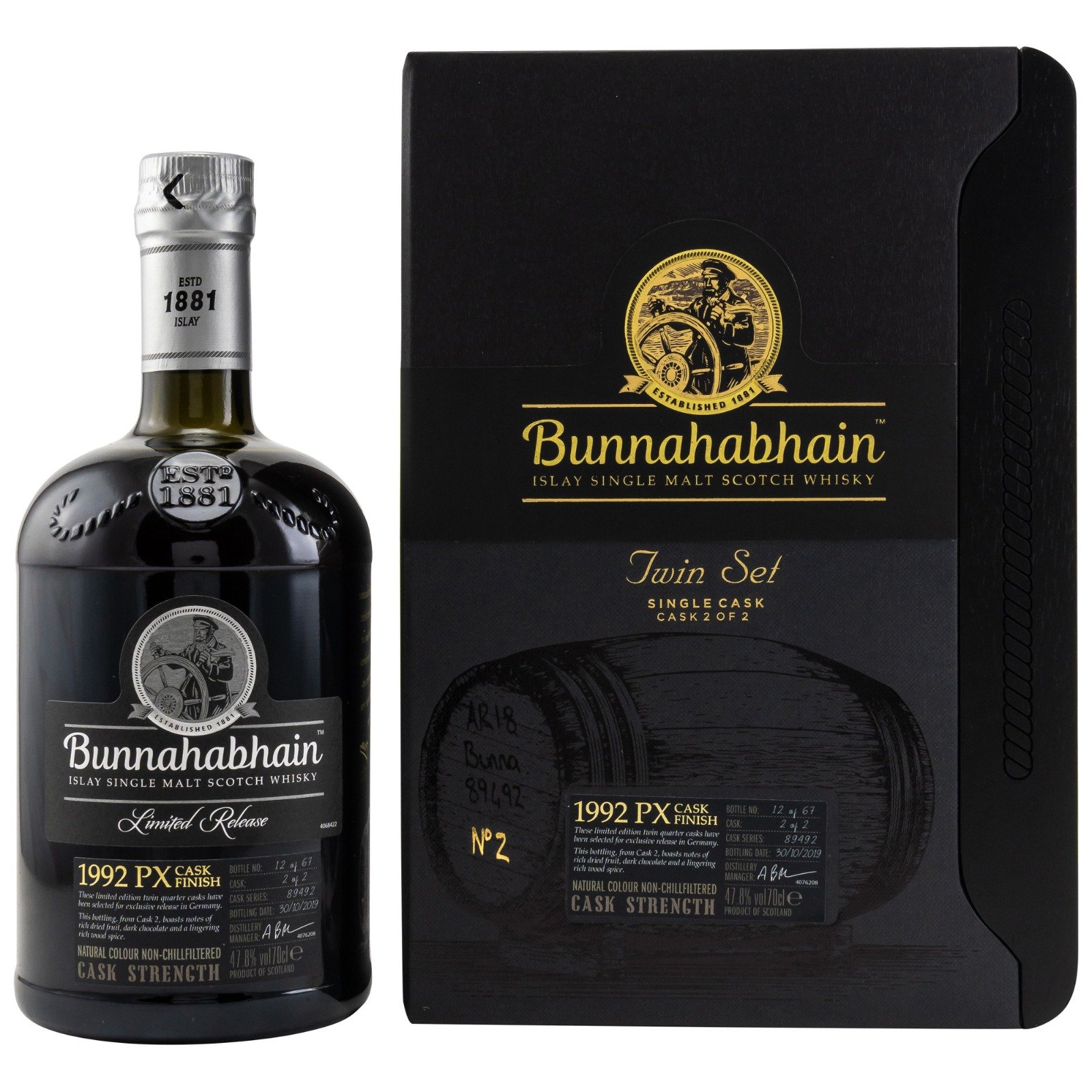 Bunnahabhain 1992 PX Quarter Cask #2 Twin Set Cask Strength Islay Single Malt Scotch Whisky