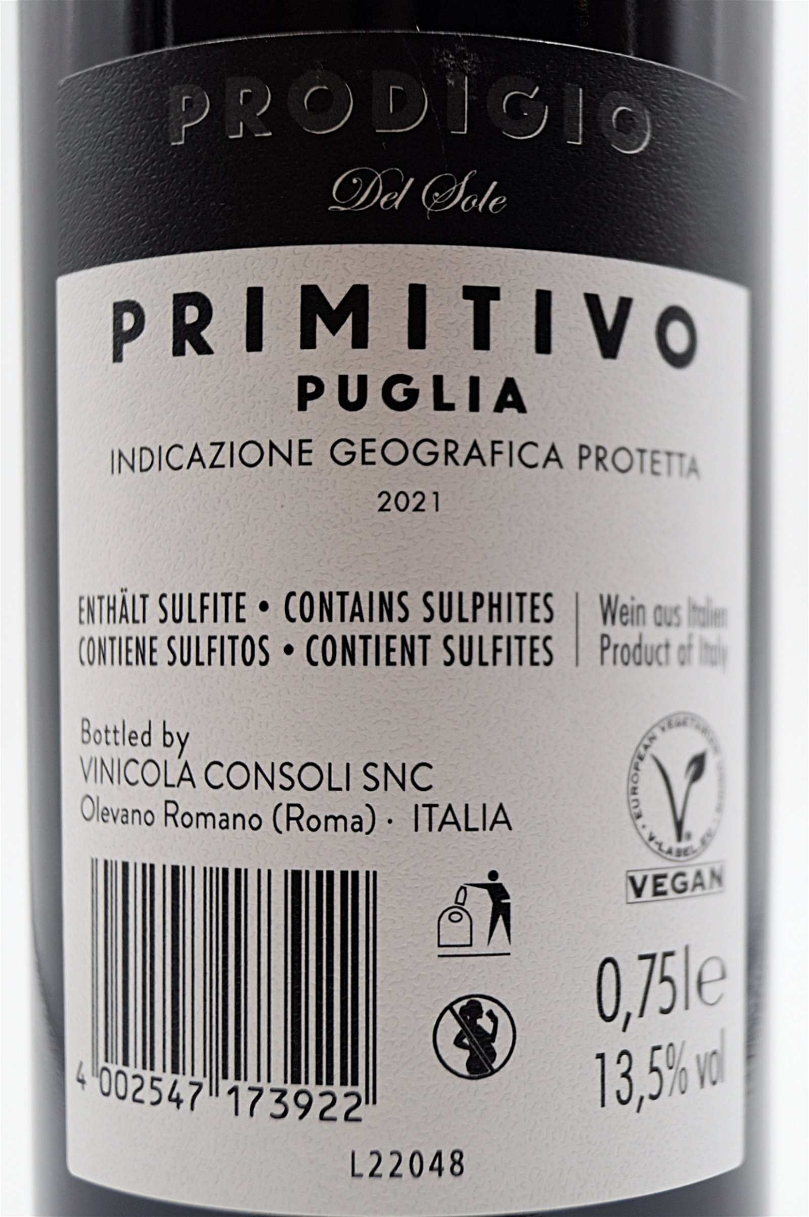 Latentia Winery Primitivo del Sole Prodigio Puglia 2021