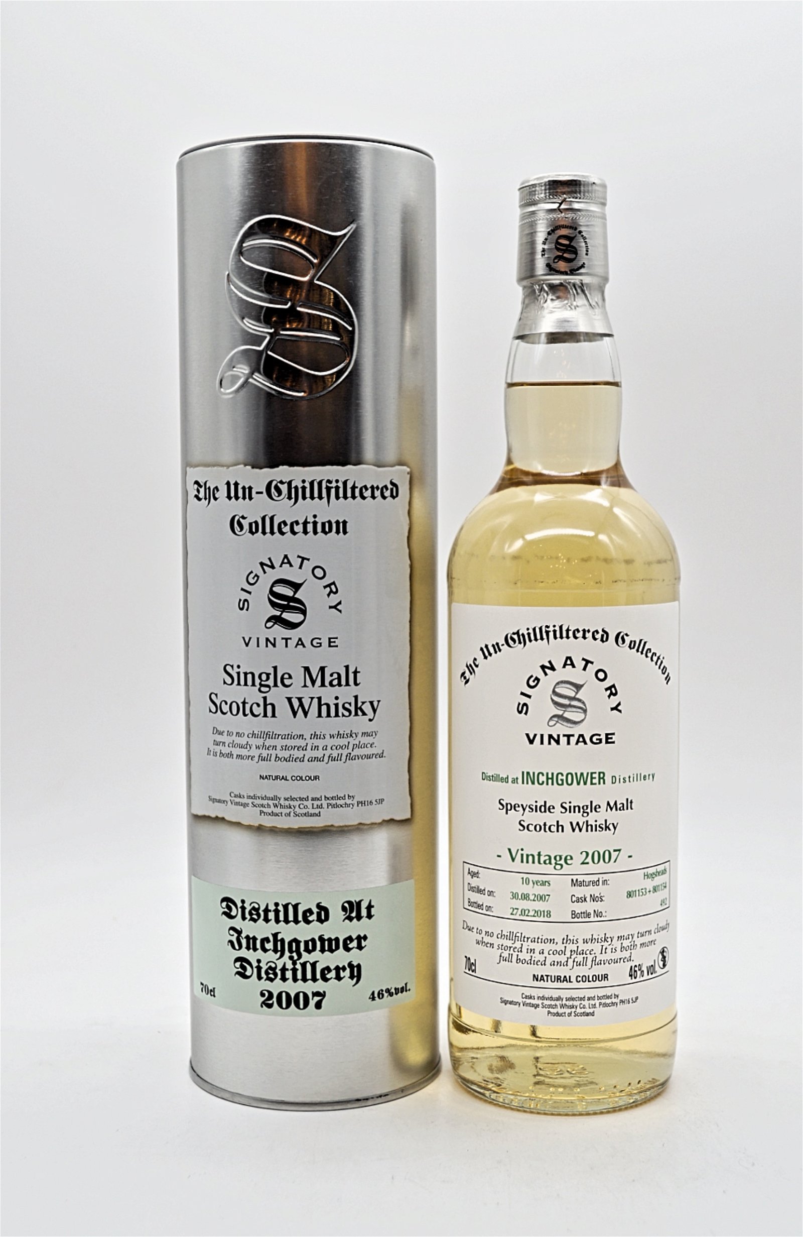 Signatory Vintage The Un-Chillfiltered Collection 10 Jahre Inchgower Vintage 2007 Speyside Single Malt Scotch Whisky