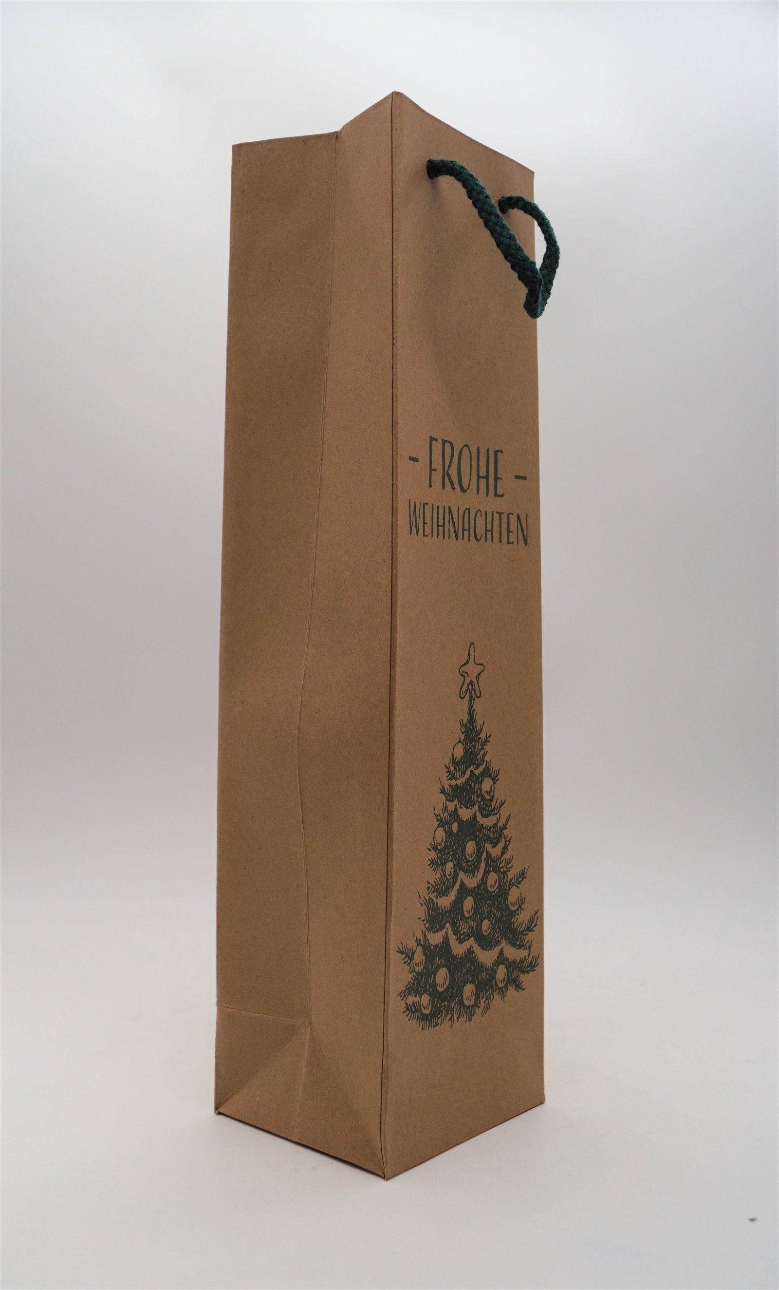 Der Schnapsstodl Weihnachtsgeschenktüte Braun bedruckt „Frohe Weihnachten“