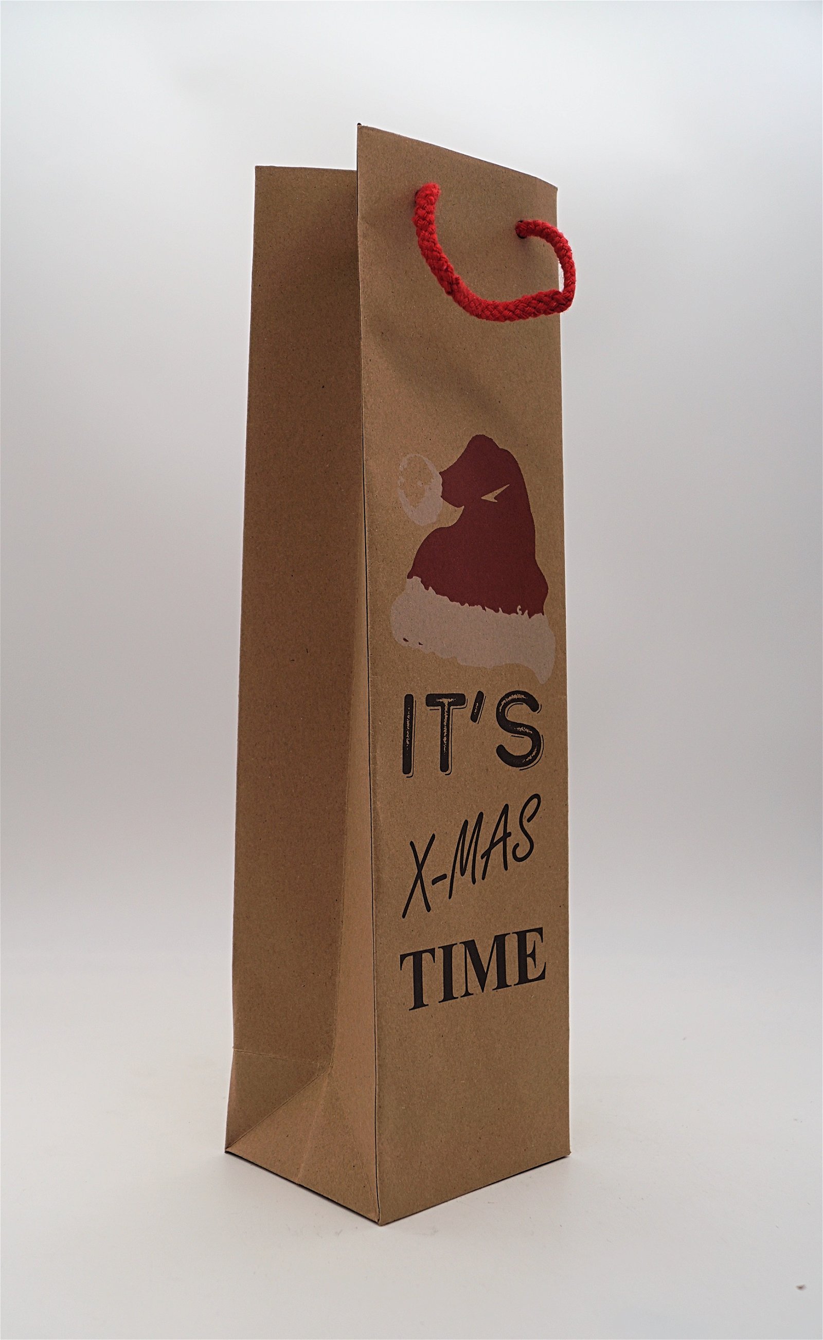 Der Schnapsstodl Weihnachtsgeschenktüte Braun bedruckt „It‘s X-mas time“