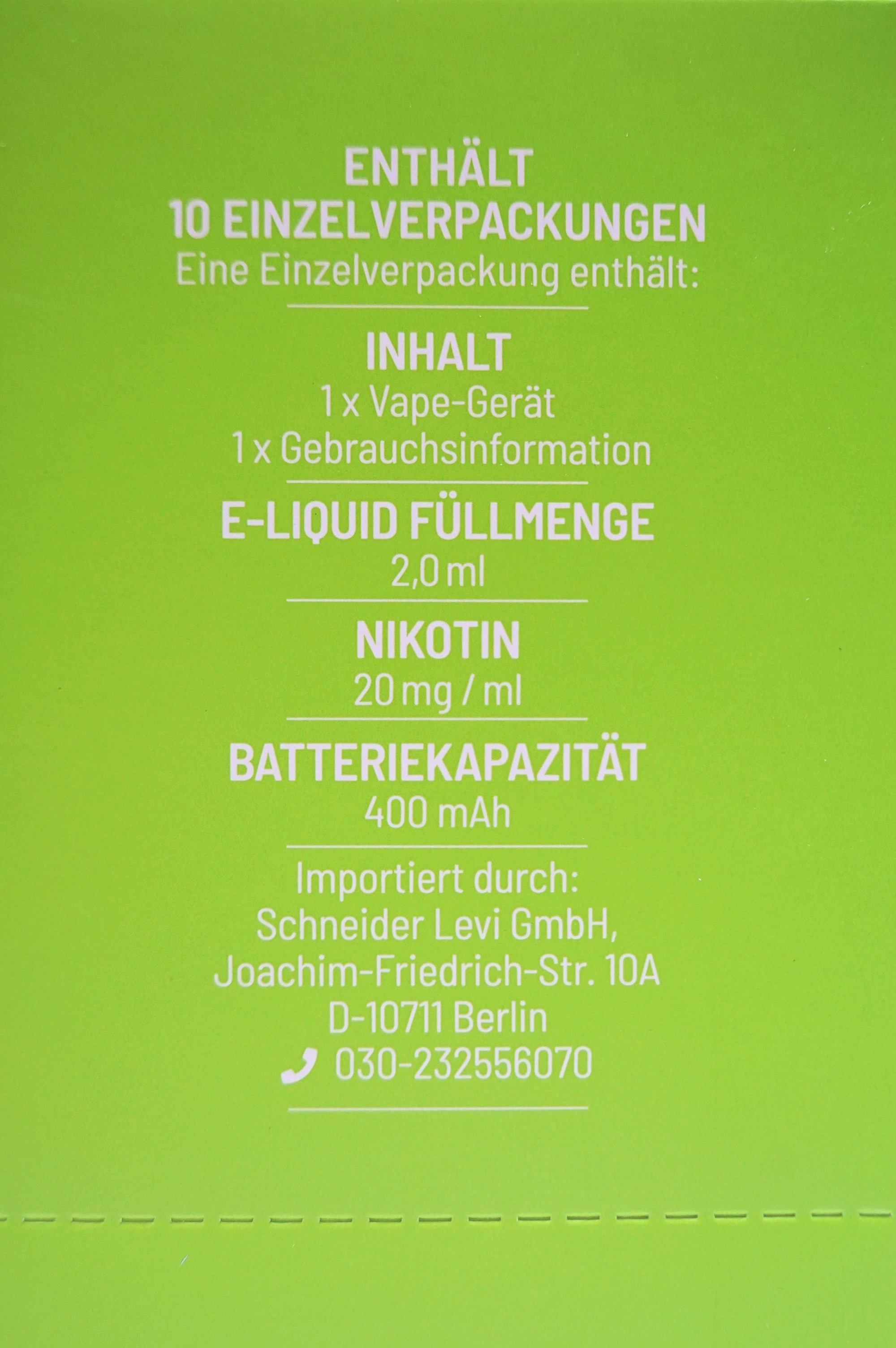 E-Zigarette Green Apple 10 Stück Sparset