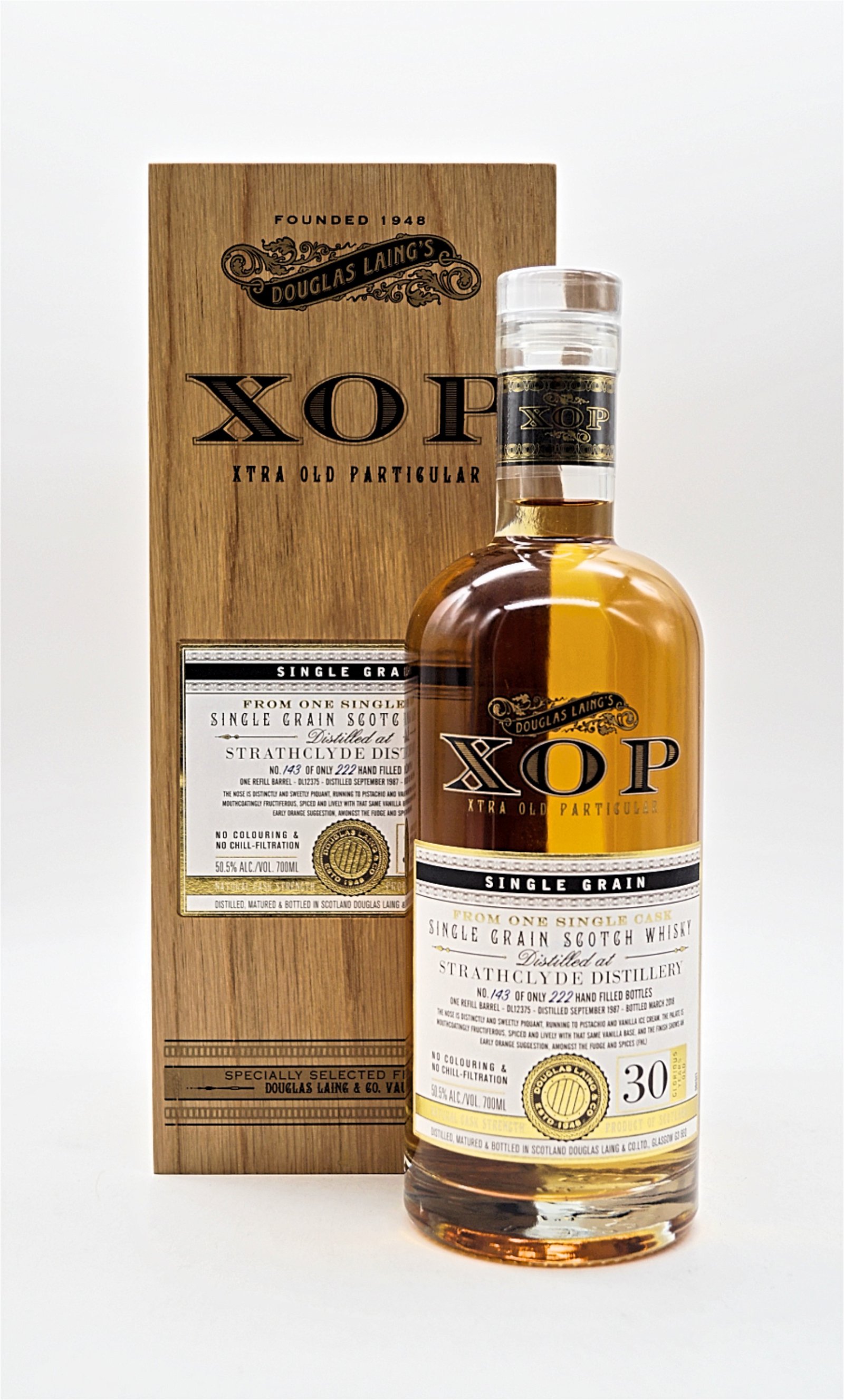 XOP Extra Old Particular Strathclyde 30 Jahre 1987/2018 Flasche No.143/222 Single Cask Single Grain Scotch Whisky