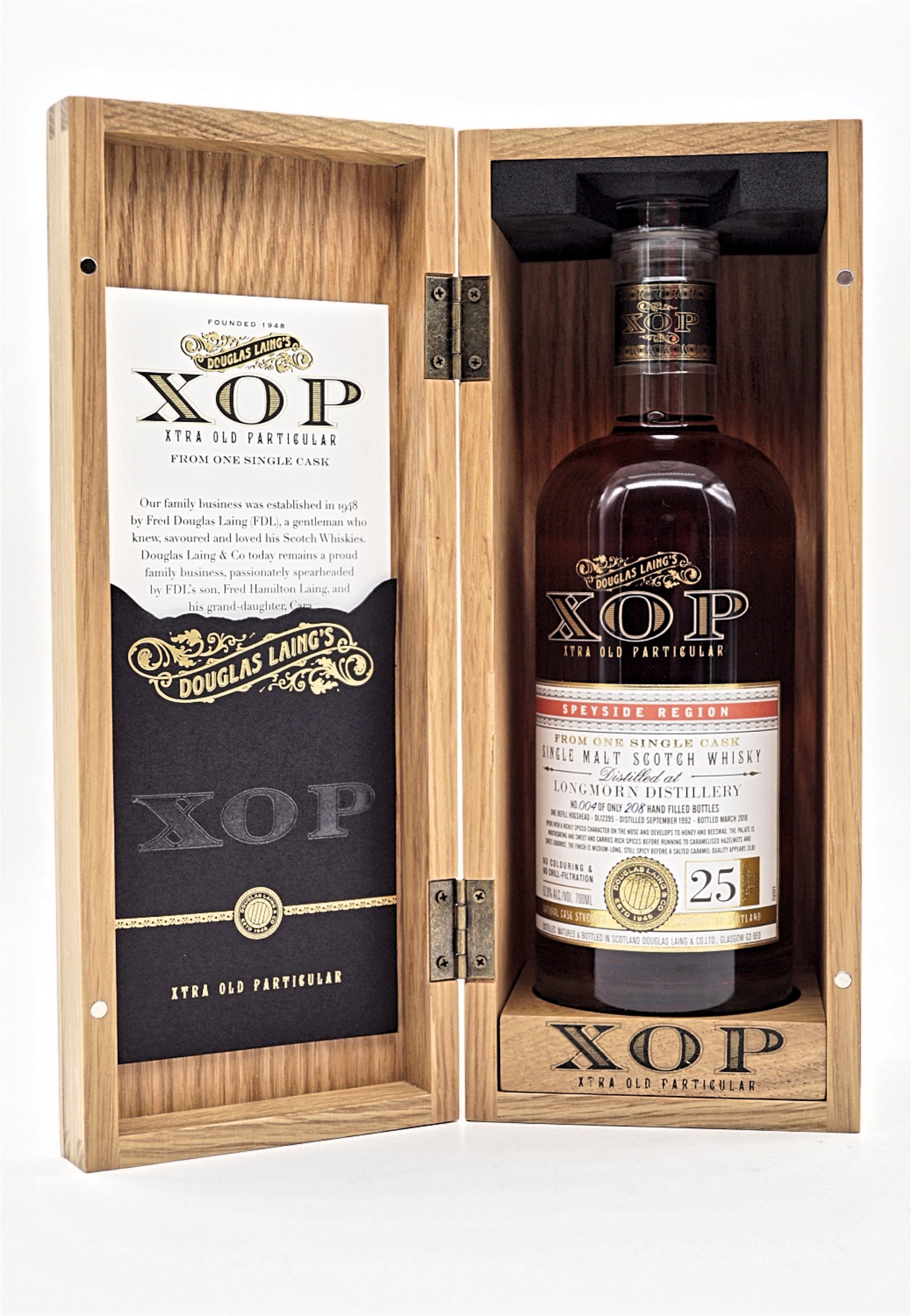 XOP Xtra Old Particular Longmorn 25 Jahre 1992/2018 Flasche No. 4/208 Single Cask Single Malt Scotch Whisky 