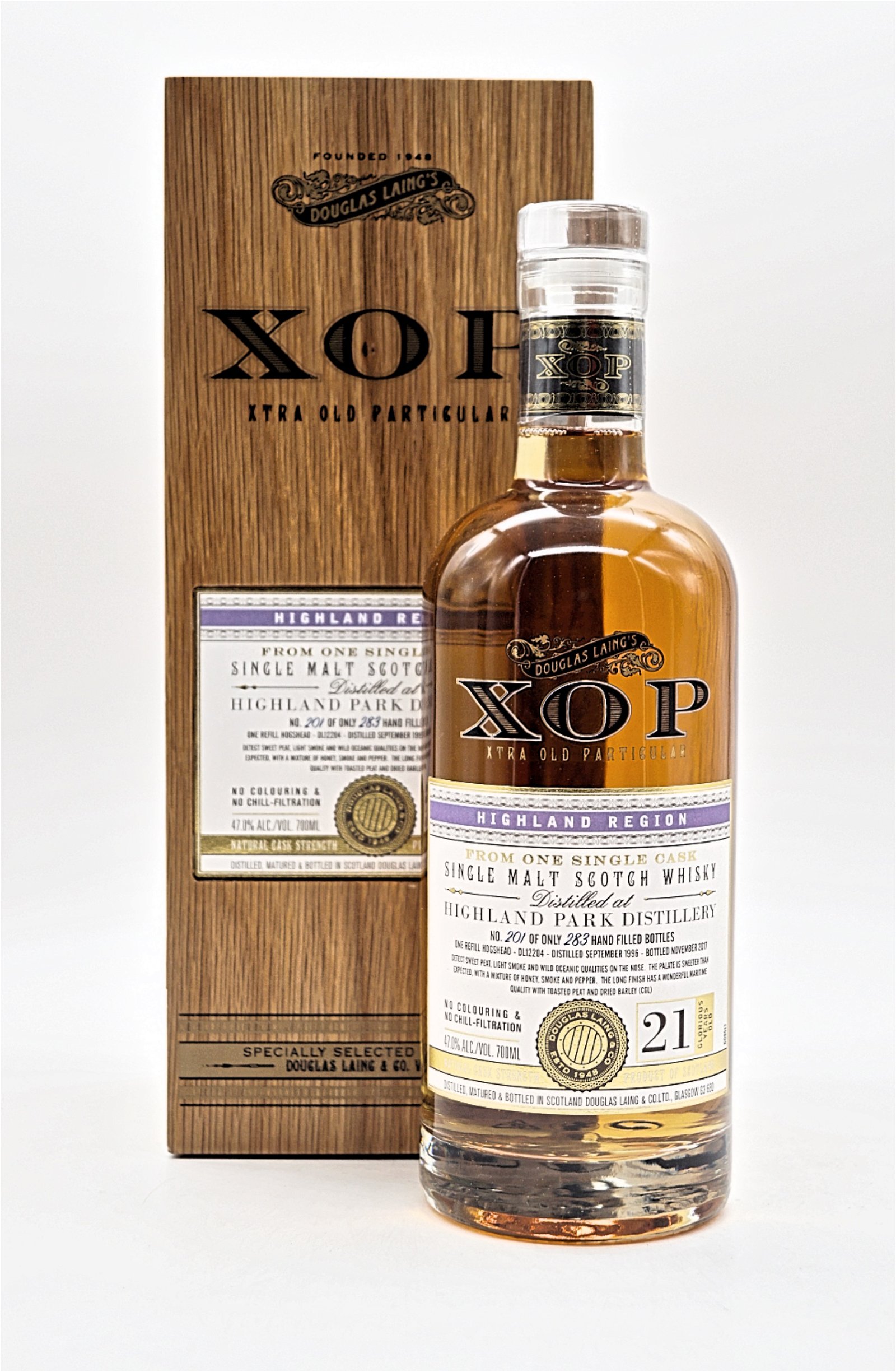 XOP Xtra Old Particular Highland Park 21 Jahre 1996/2017 47% Flasche No. 201/283 Single Cask Single Malt Scotch Whisky
