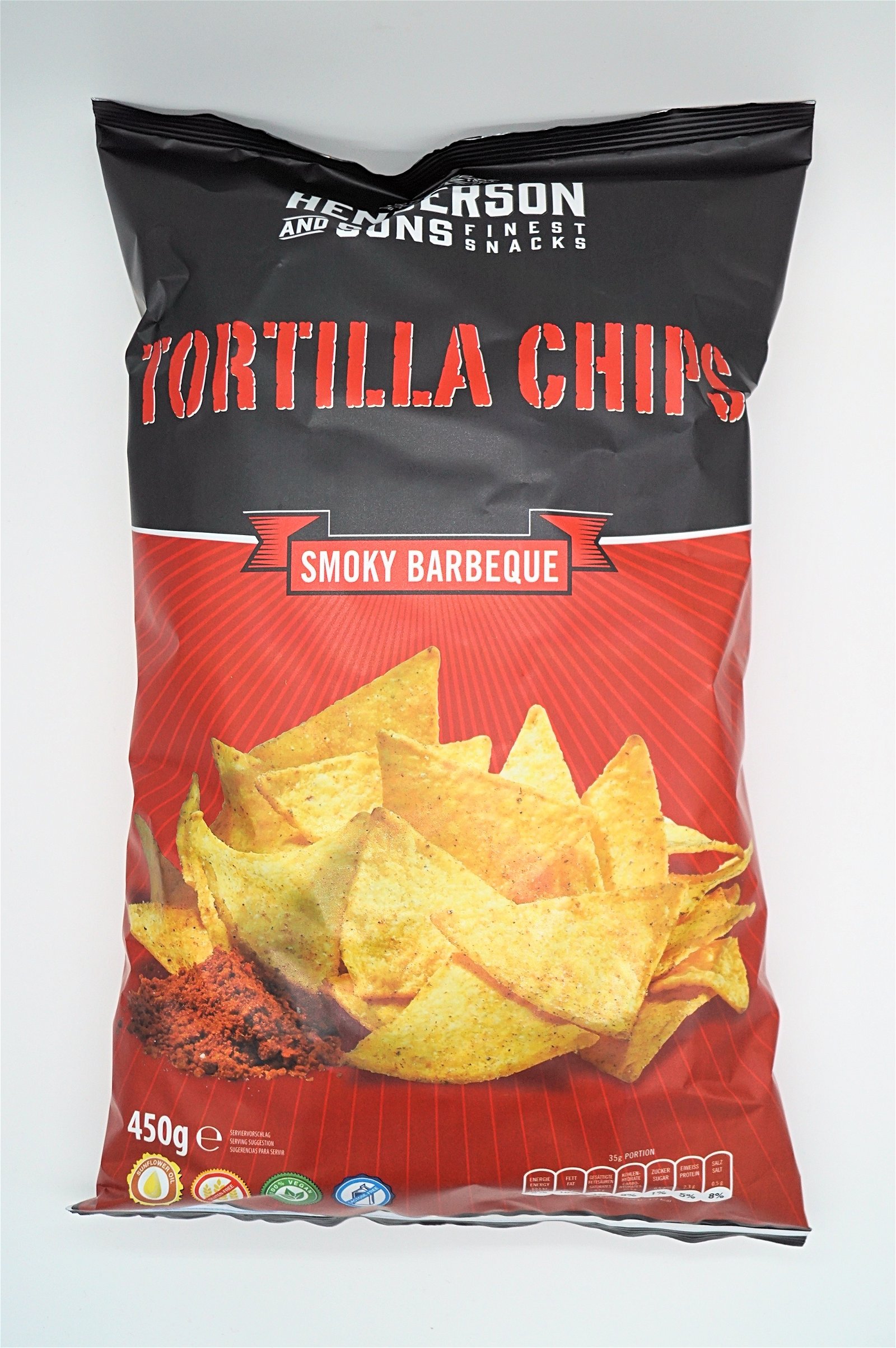 Henderson & Sons Tortilla Chips Smoky Barbeque 12x450g