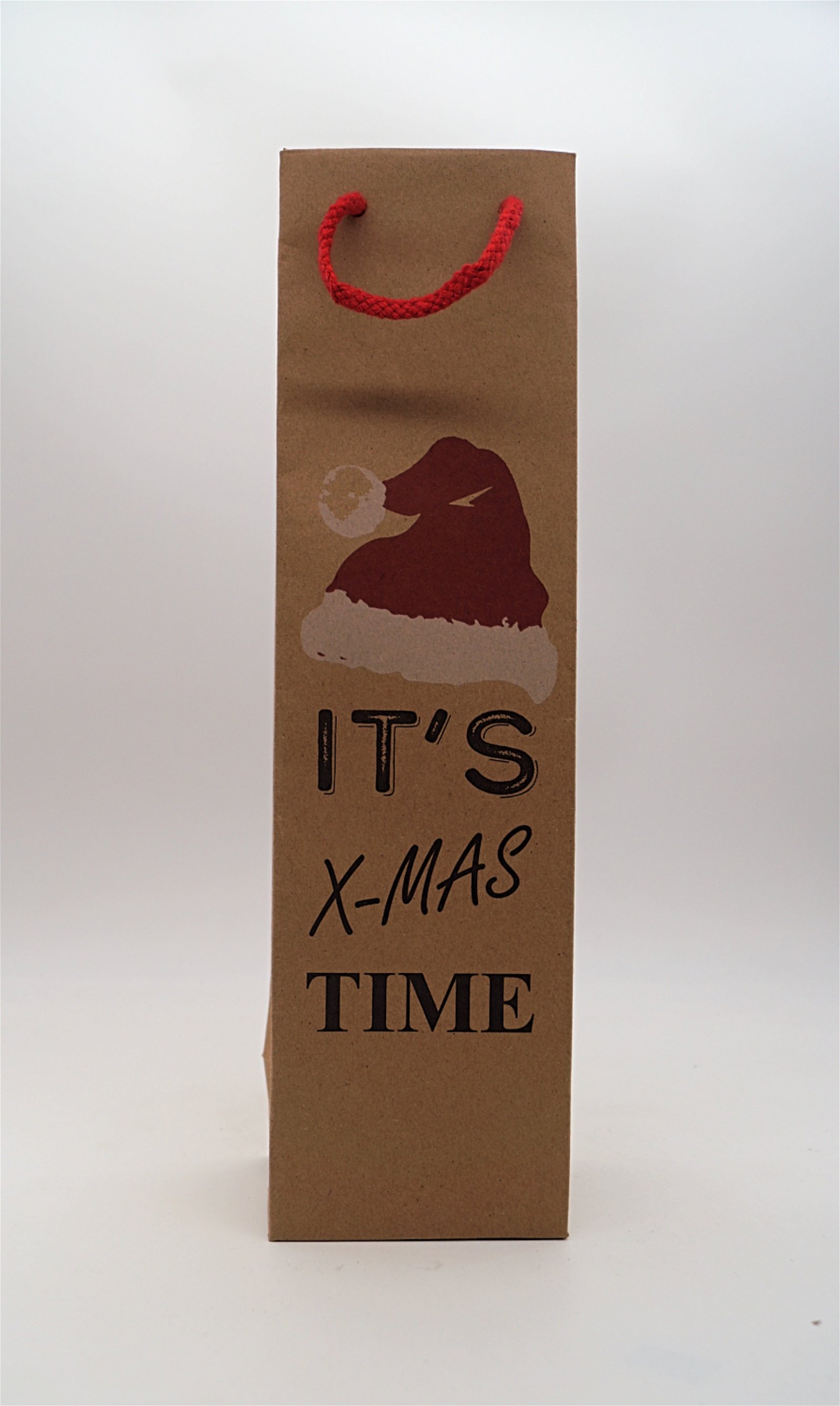 Der Schnapsstodl Weihnachtsgeschenktüte Braun bedruckt „It‘s X-mas time“