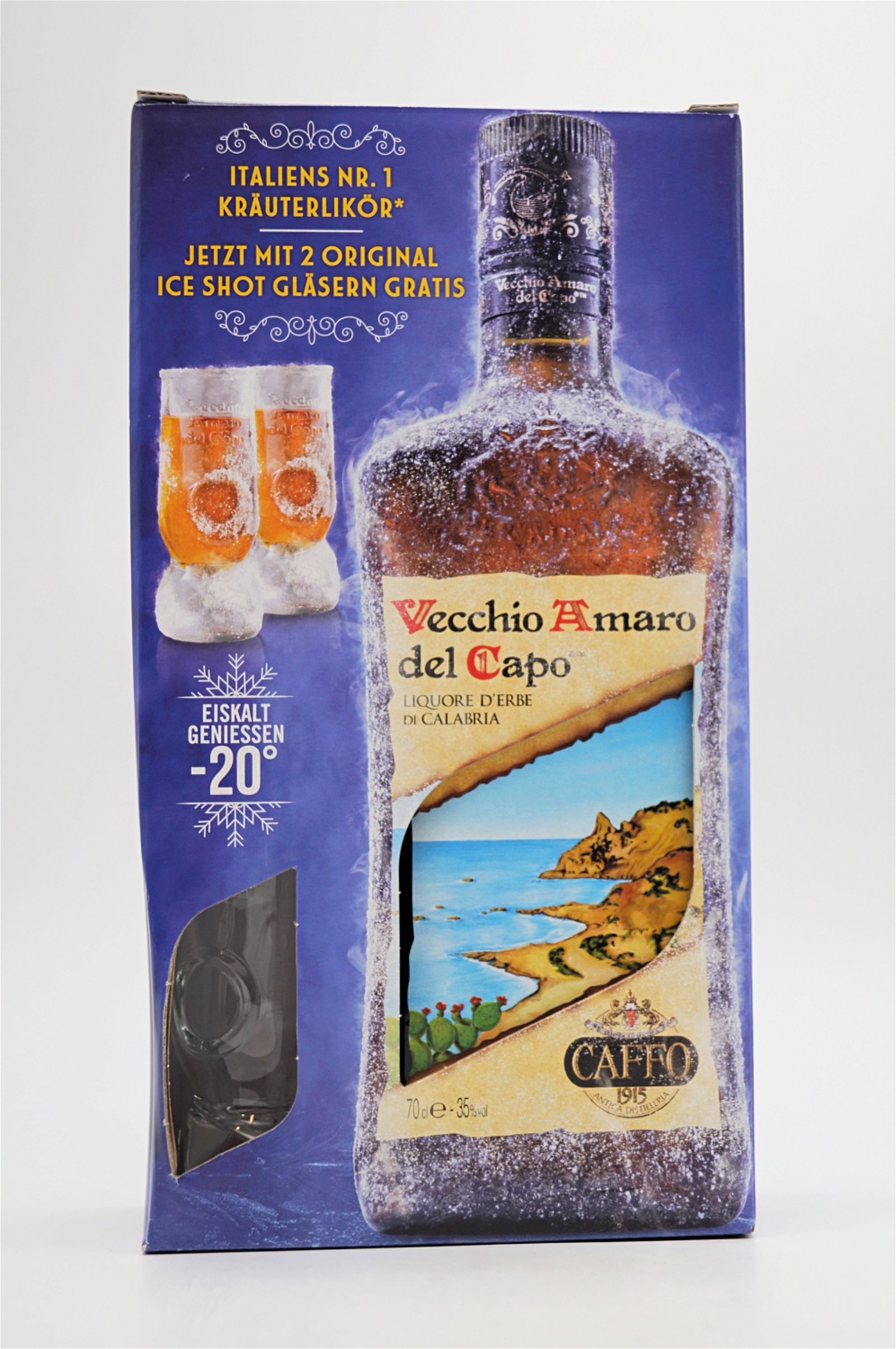 Caffo Vecchio Amaro del Capo mit 2 Ice Shot Gläsern