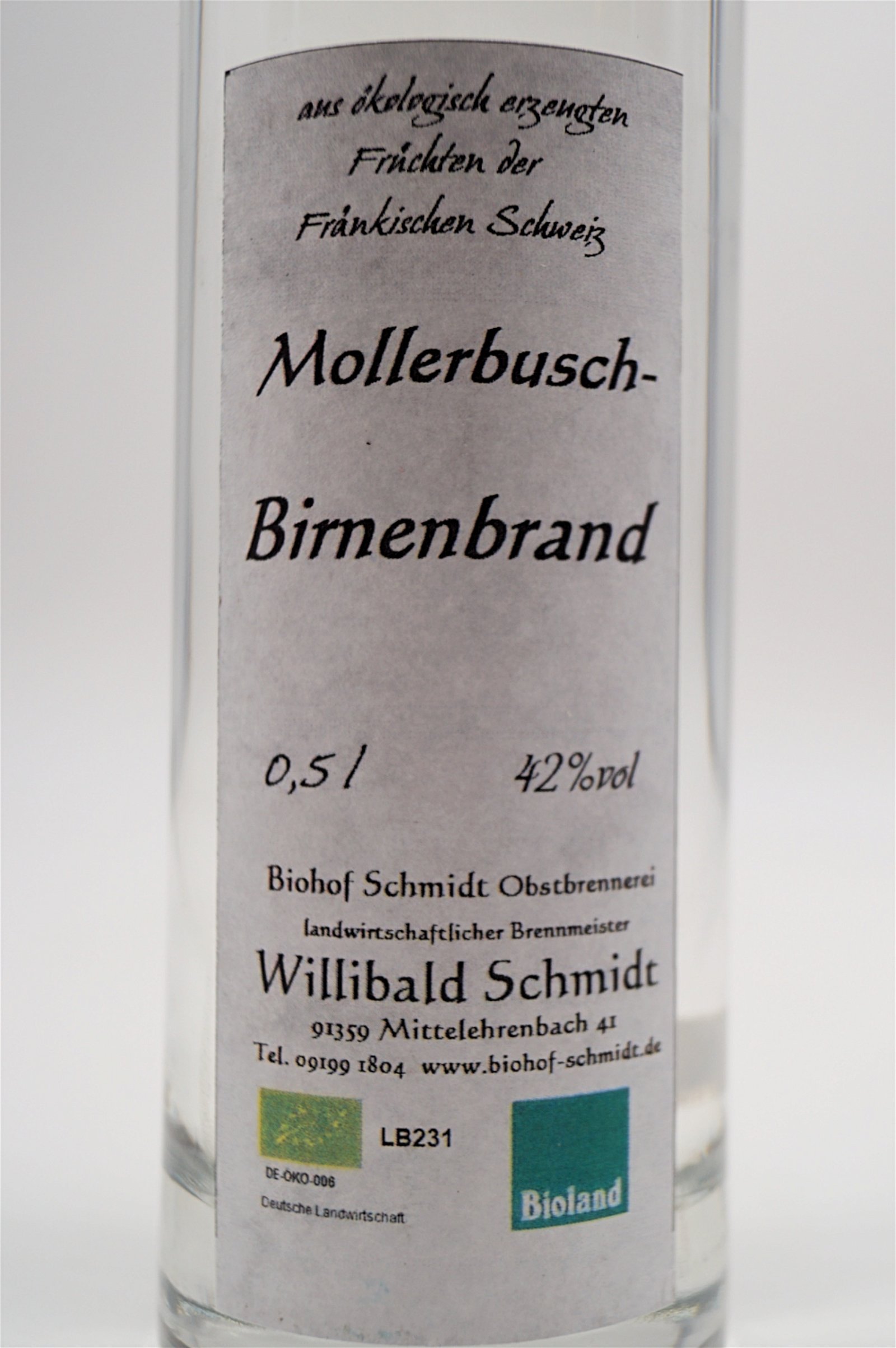 Obstbrennerei Biohof Schmidt Bio Mollerbusch-Birnenbrand