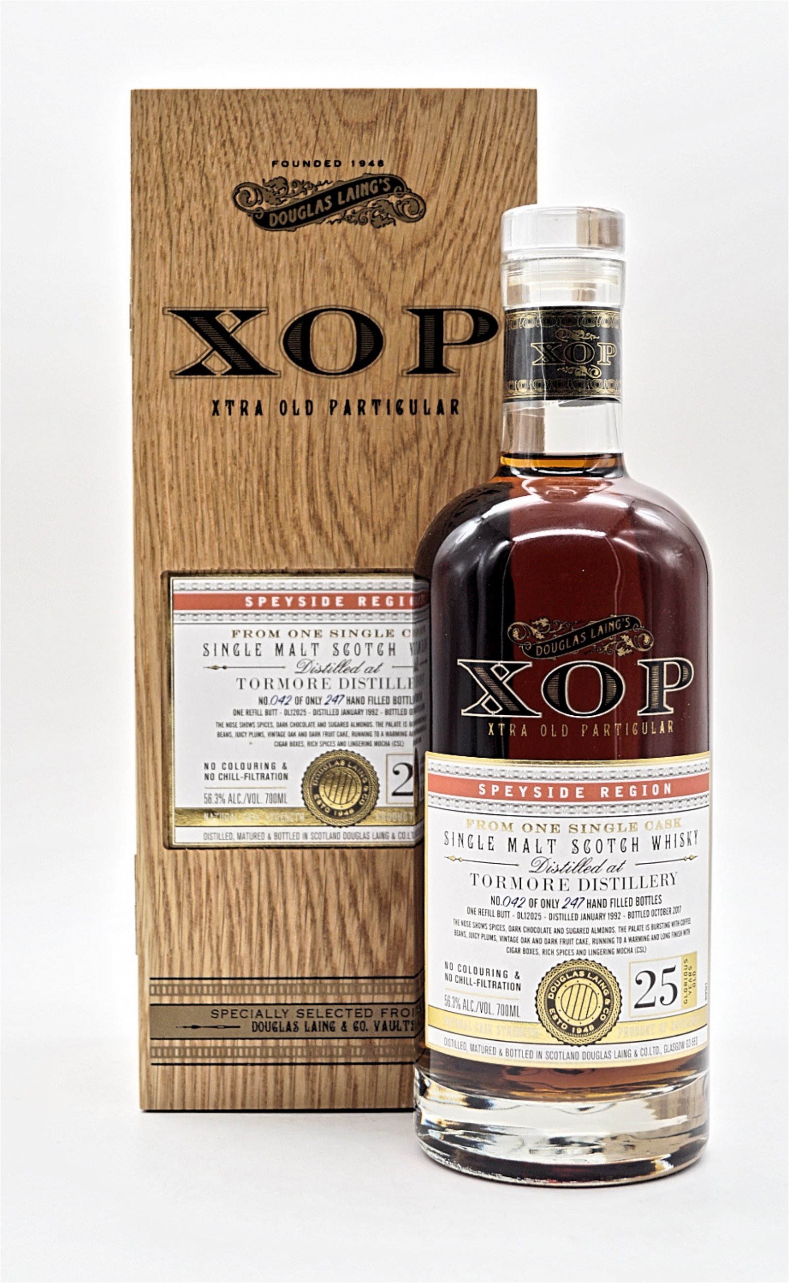 XOP Xtra Old Particular Tormore 25 Jahre 1992/2017 Flasche No. 42/247 Single Cask Single Malt Scotch Whisky