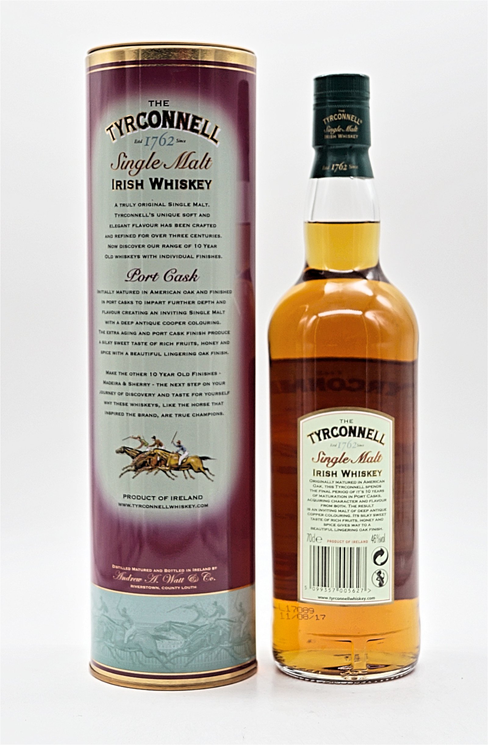 The Tyrconnell 10 Jahre Port Cask Finish Single Malt Irish Whiskey 