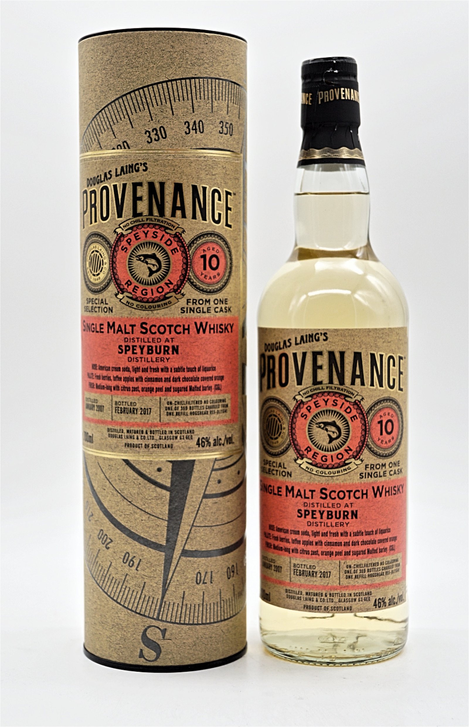Provenance Speyburn Distillery 10 Jahre 2007/2017 359 Fl. Single Cask Single Malt Scotch Whisky