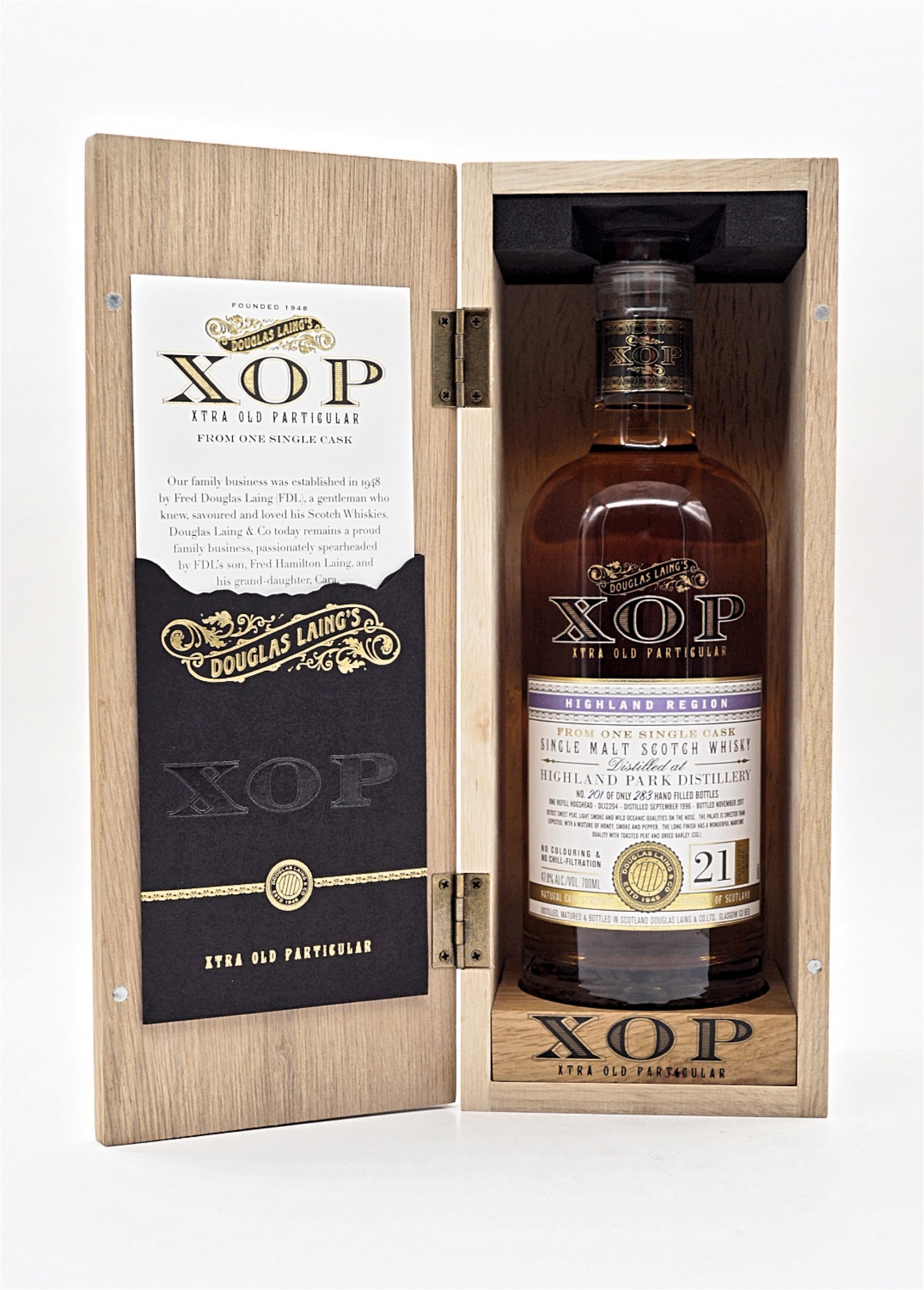 XOP Xtra Old Particular Highland Park 21 Jahre 1996/2017 47% Flasche No. 201/283 Single Cask Single Malt Scotch Whisky