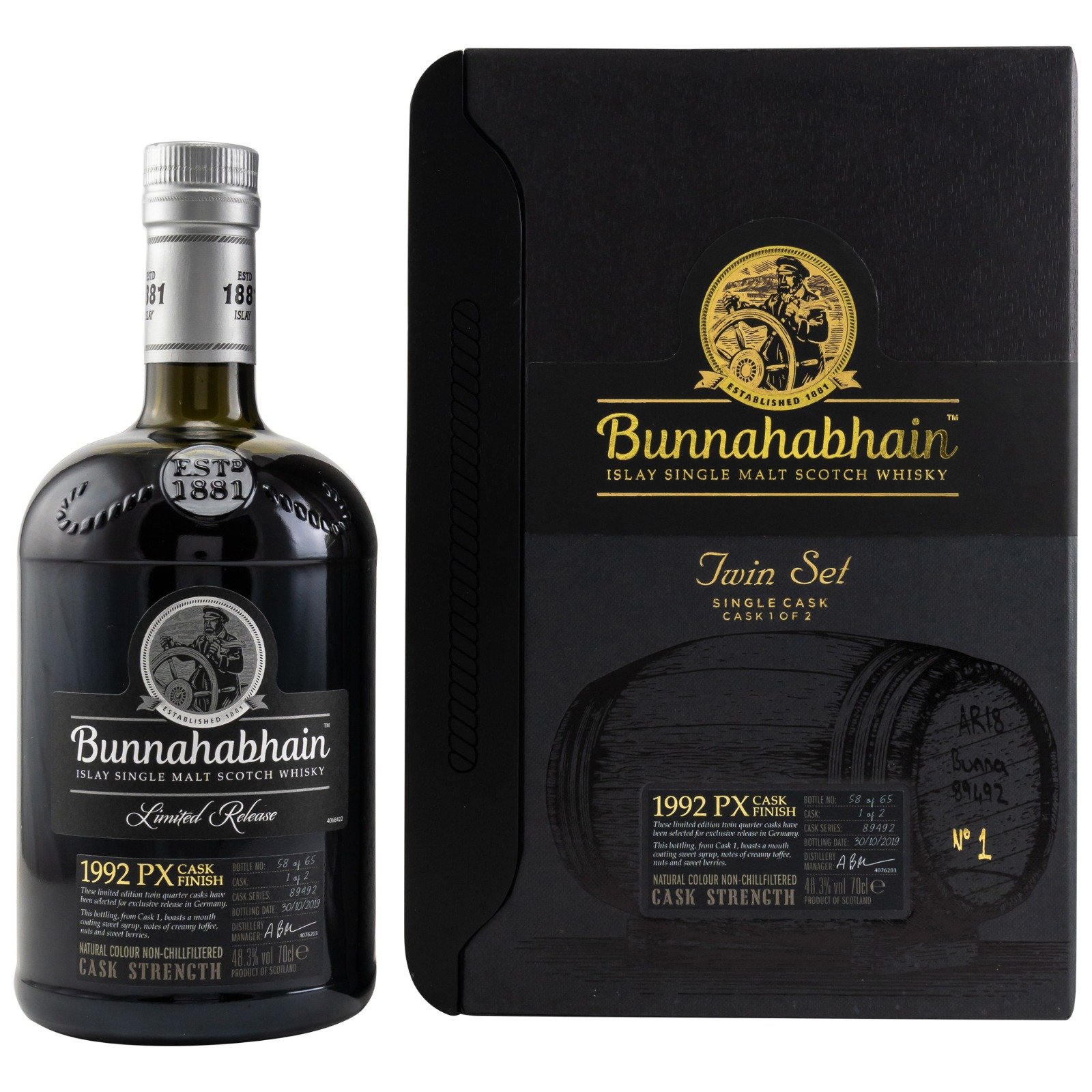 Bunnahabhain 1992 PX Quarter Cask #1 Twin Set Cask Strength Islay Single Malt Scotch Whisky