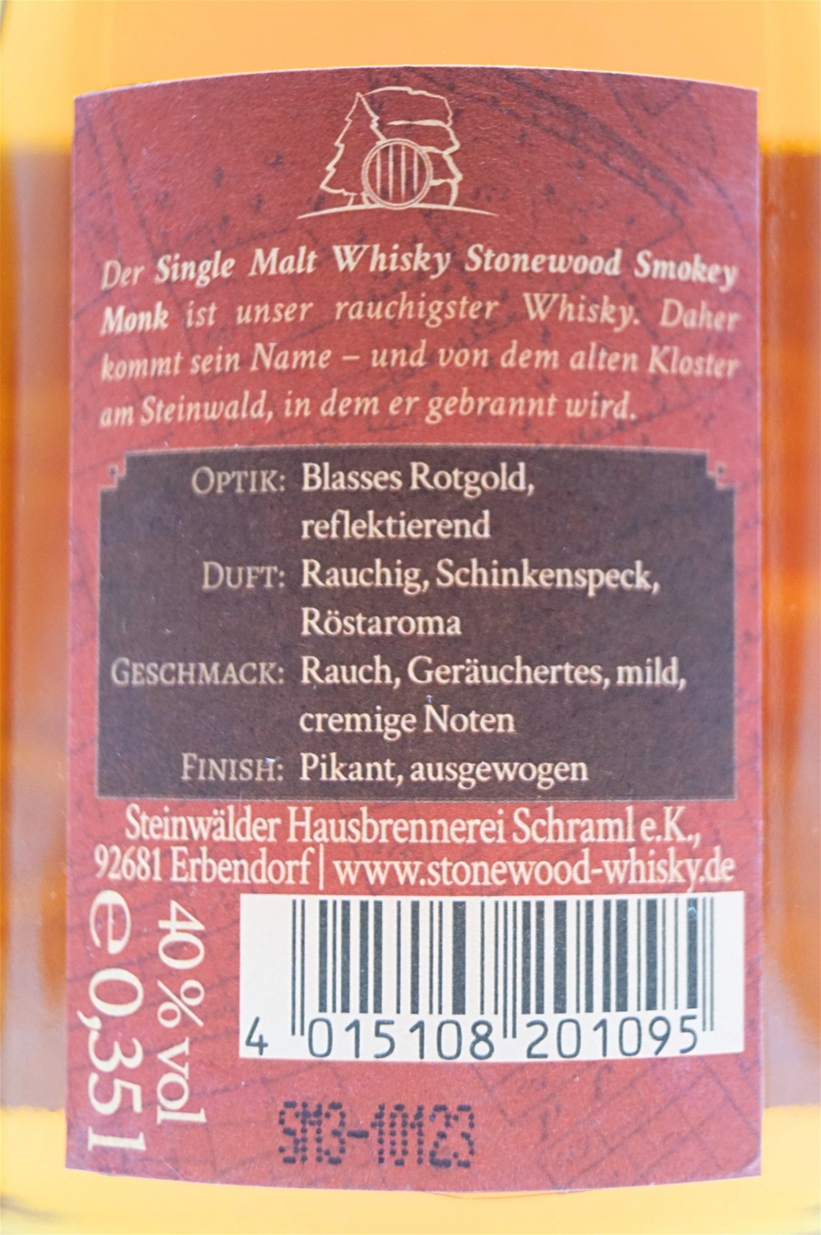 Schraml Stonewood Smokey Monk Bavarian Single Malt Whisky