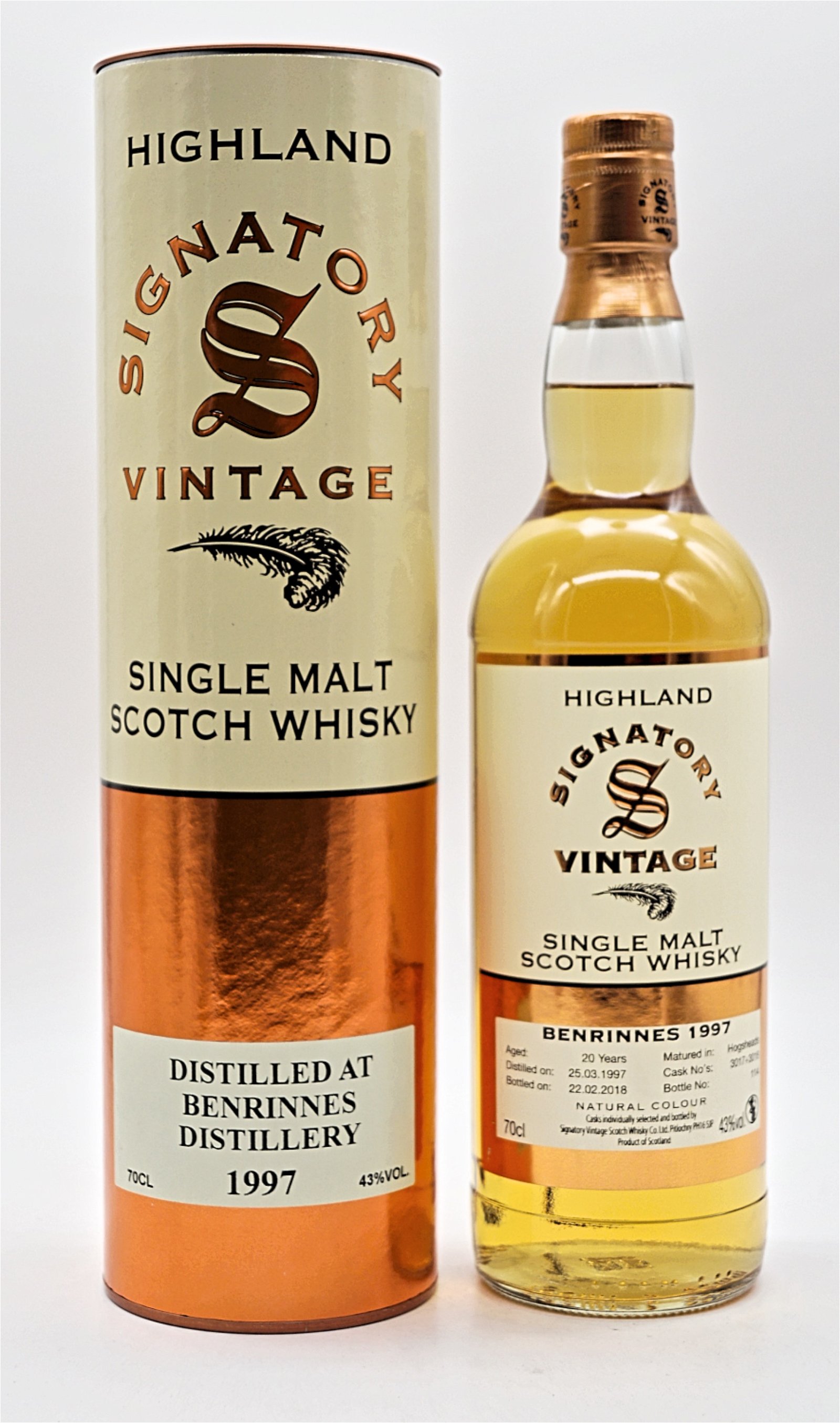 Signatory Vintage Single Malt Scotch Whisky Benrinnes Distillery 1997/2018 Cask 3017+3018 114 Fl. 