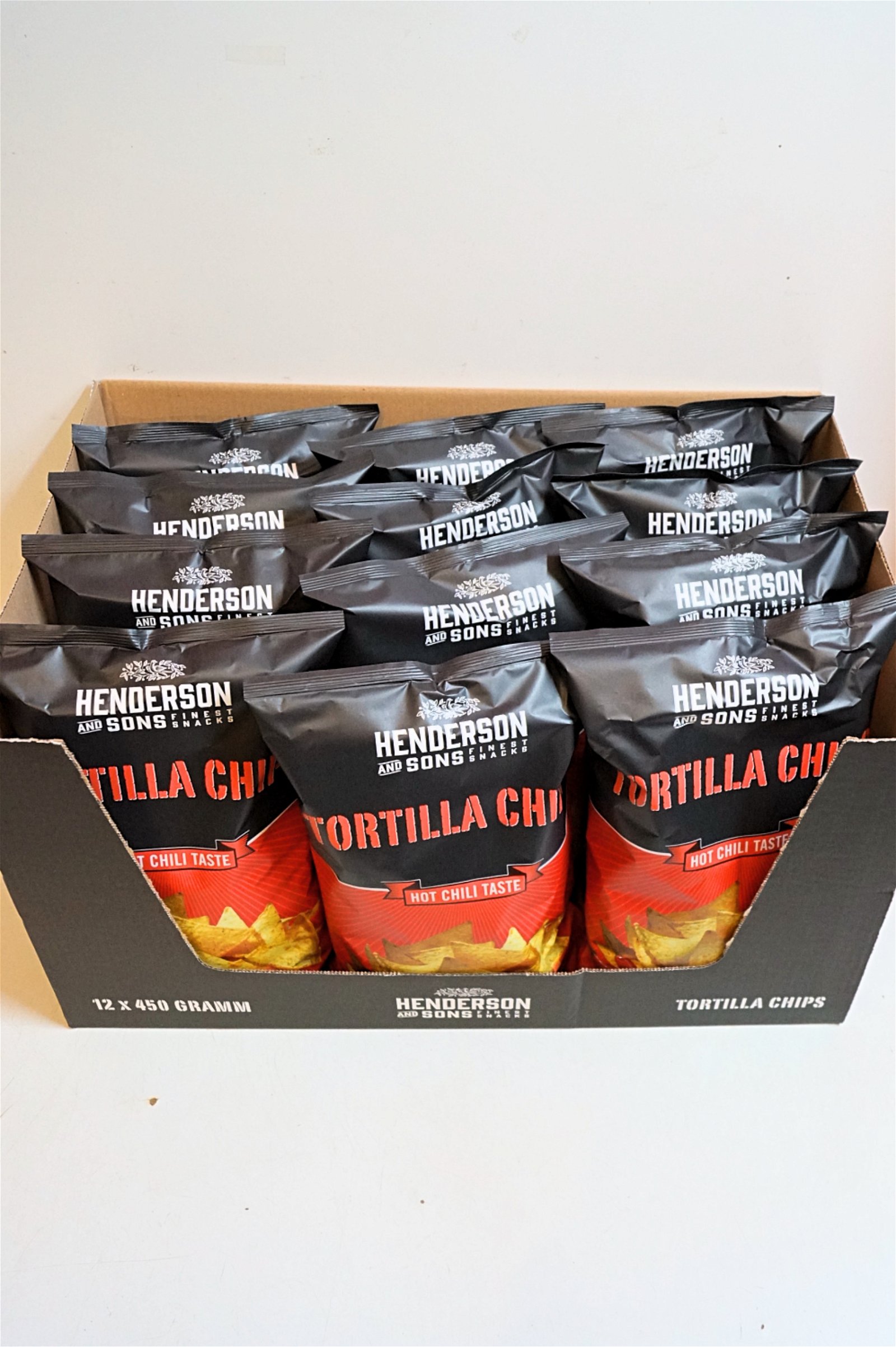 Henderson & Sons Tortilla Chips Hot Chili Taste 12x450g