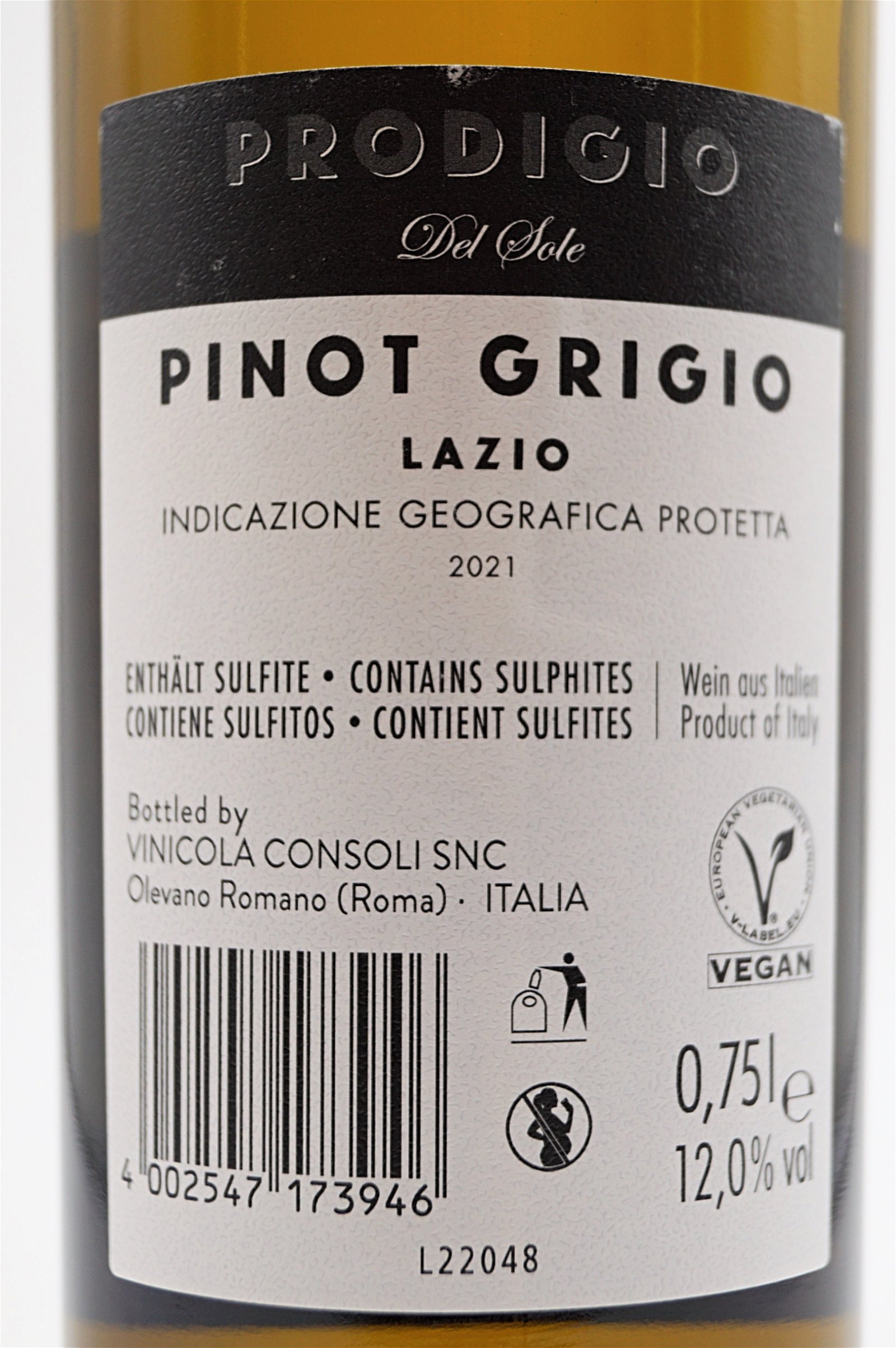 Latentia Winery Pinot Grigio Del Sole Prodigio Lazio 2021