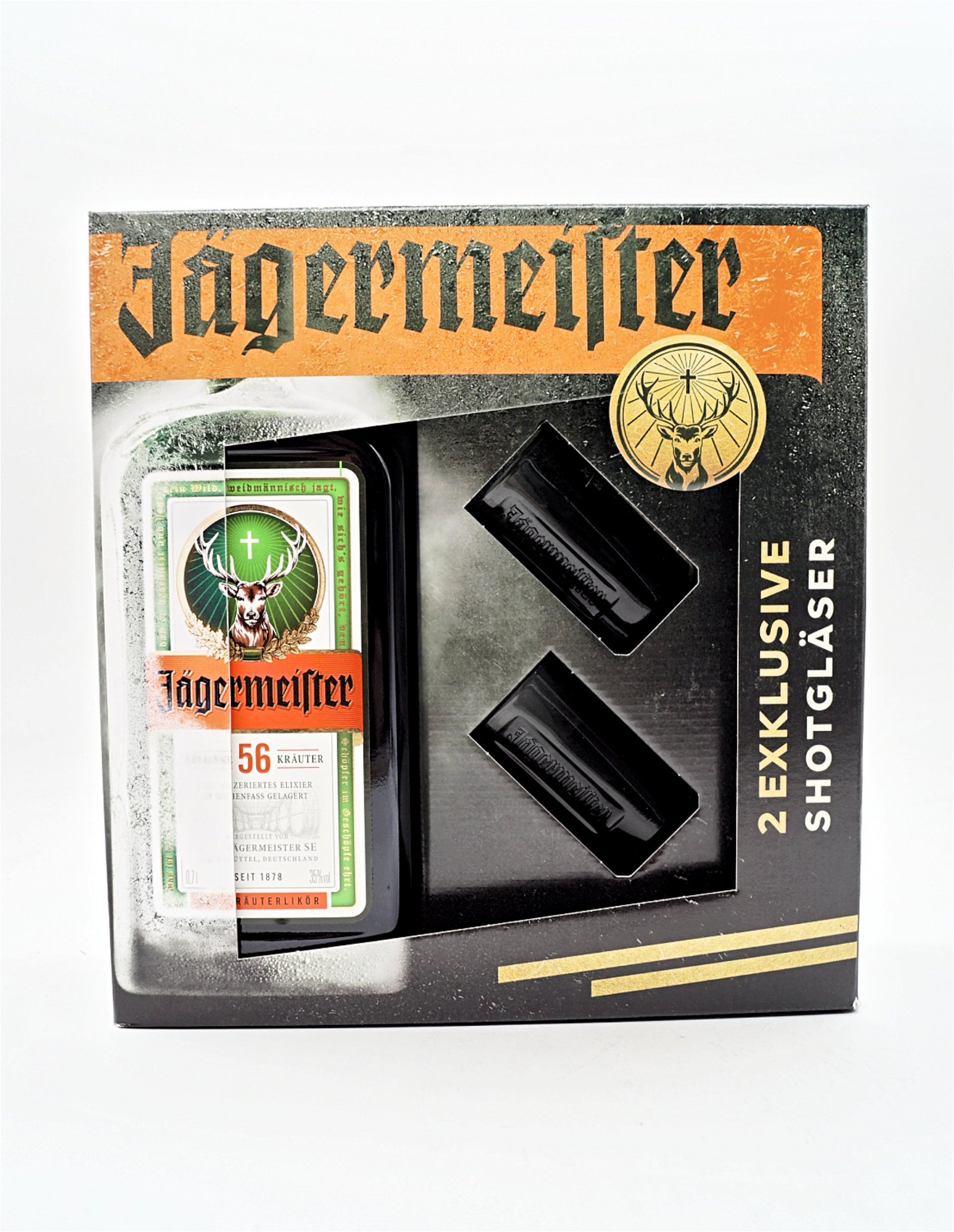 Jägermeister Kräuterlikör + 2 exklusive Shotgläser
