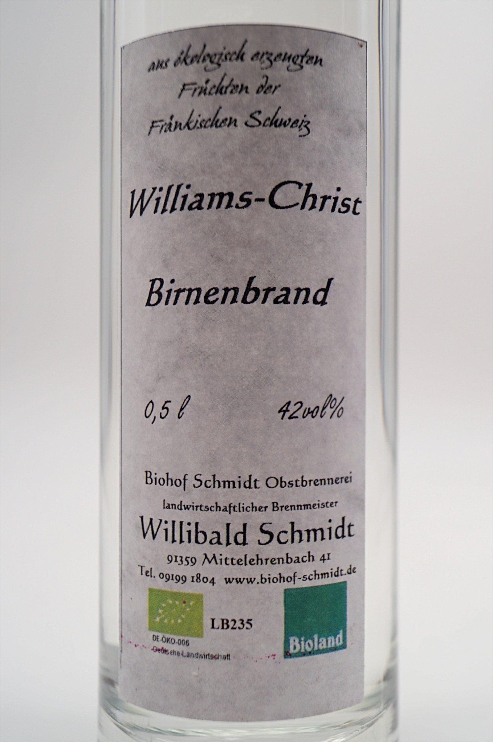 Obstbrennerei Biohof Schmidt Bio Williams-Christ Birnenbrand