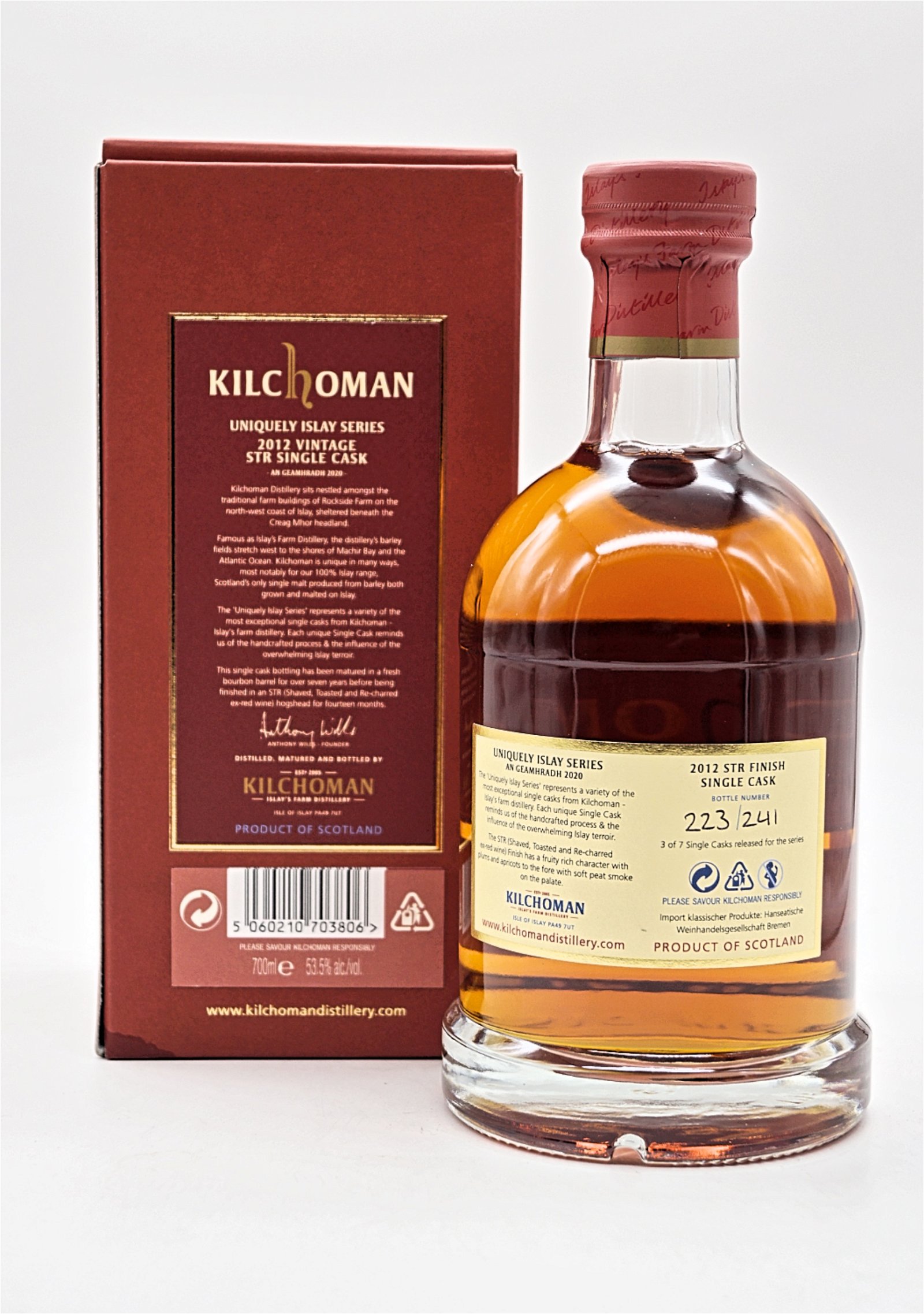 Kilchoman Uniquely Islay Series 2012 Vintage STR Single Cask Single Malt Scotch Whisky