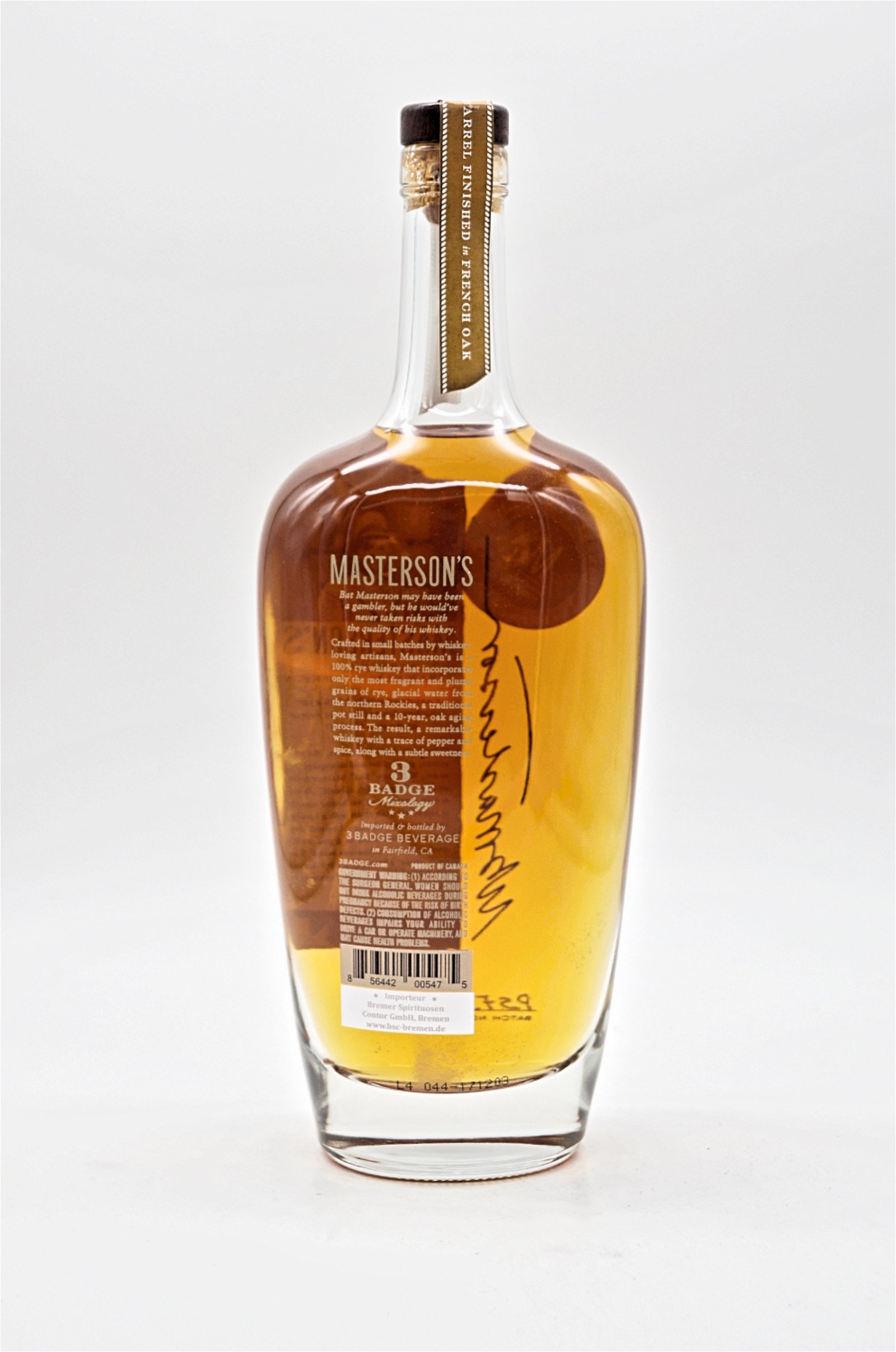 Mastersons 10 Jahre French Oak Straight Rye Whiskey