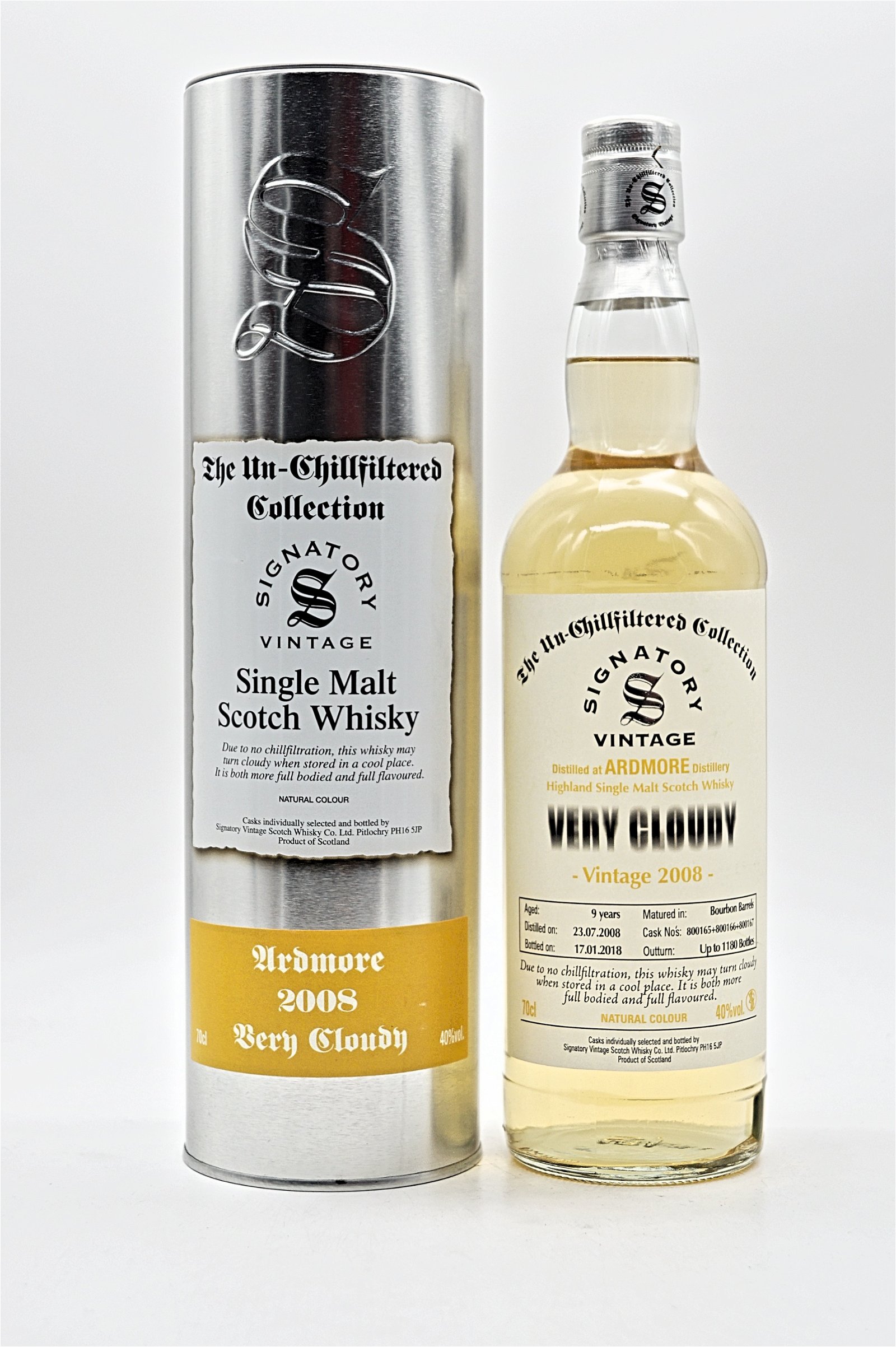 Signatory Vintage The Un-Chillfiltered Collection Ardmore Distillery Vintage 2008 Very Cloudy Highland Single Malt Scotch Whisky