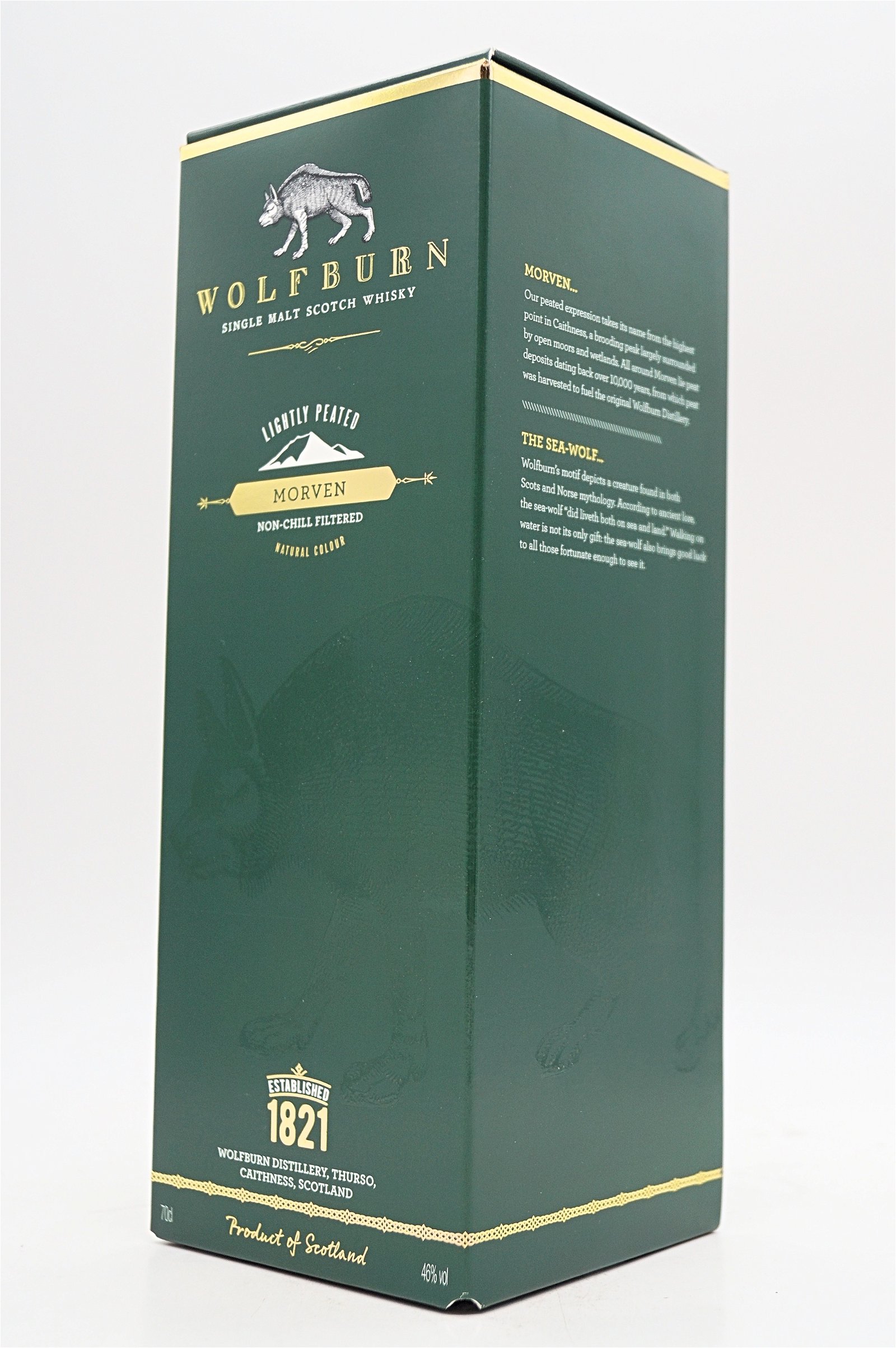 Wolfburn Morven lightly peated non Chill Filtered Single Malt Scotch Whisky