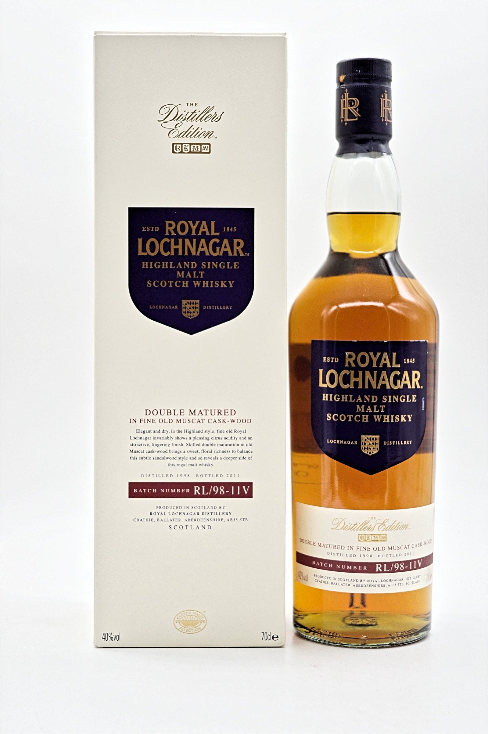 Royal Lochnagar Distillers Edition 1998/2011 Double Matured Muscat Cask-Wood Batch RL/98-11V Highland Single Malt Scotch Whisky