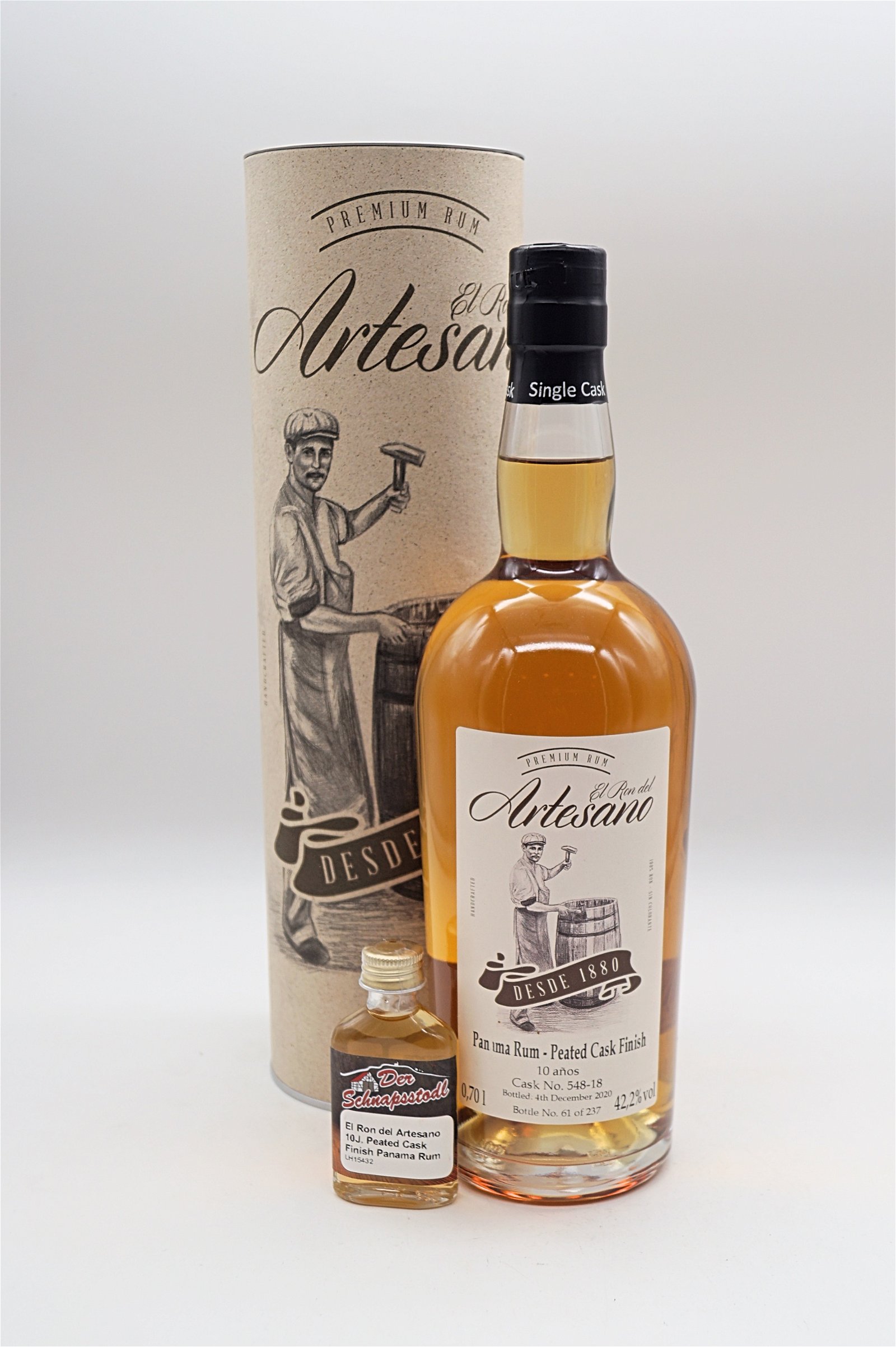 El Ron del Artesano 10 Jahre Panama Rum Peated Cask Finish Cask Nr. 548-18 20ml Sample