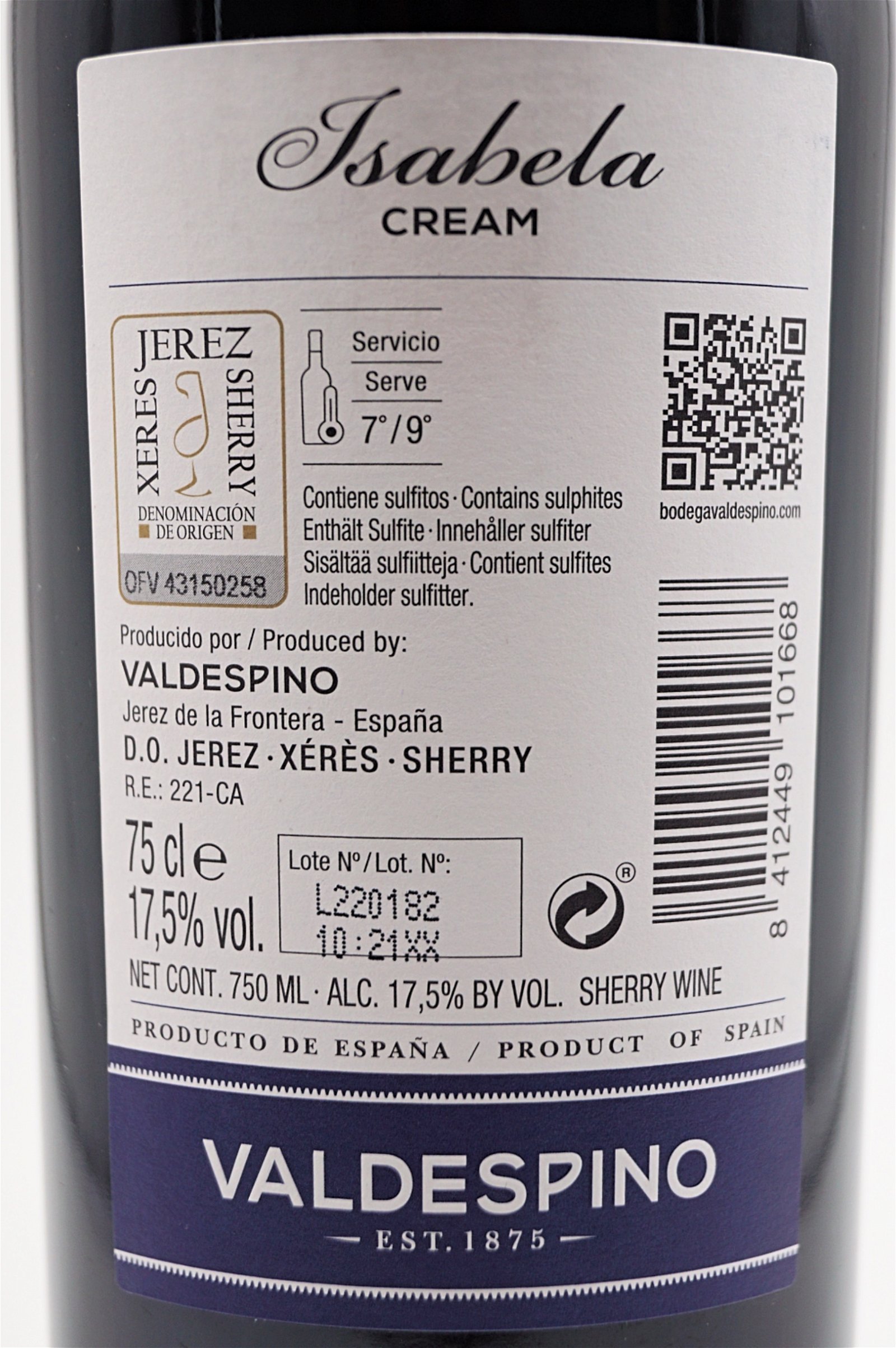 Valdespino Sherry Cream Isabela