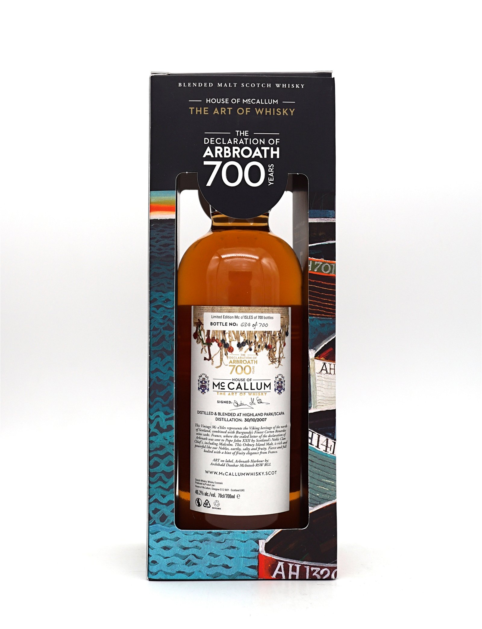 House of Mc Callum The Declaration of Arbroath 700 Mc o Isles Blended Malt Scotch Whisky 