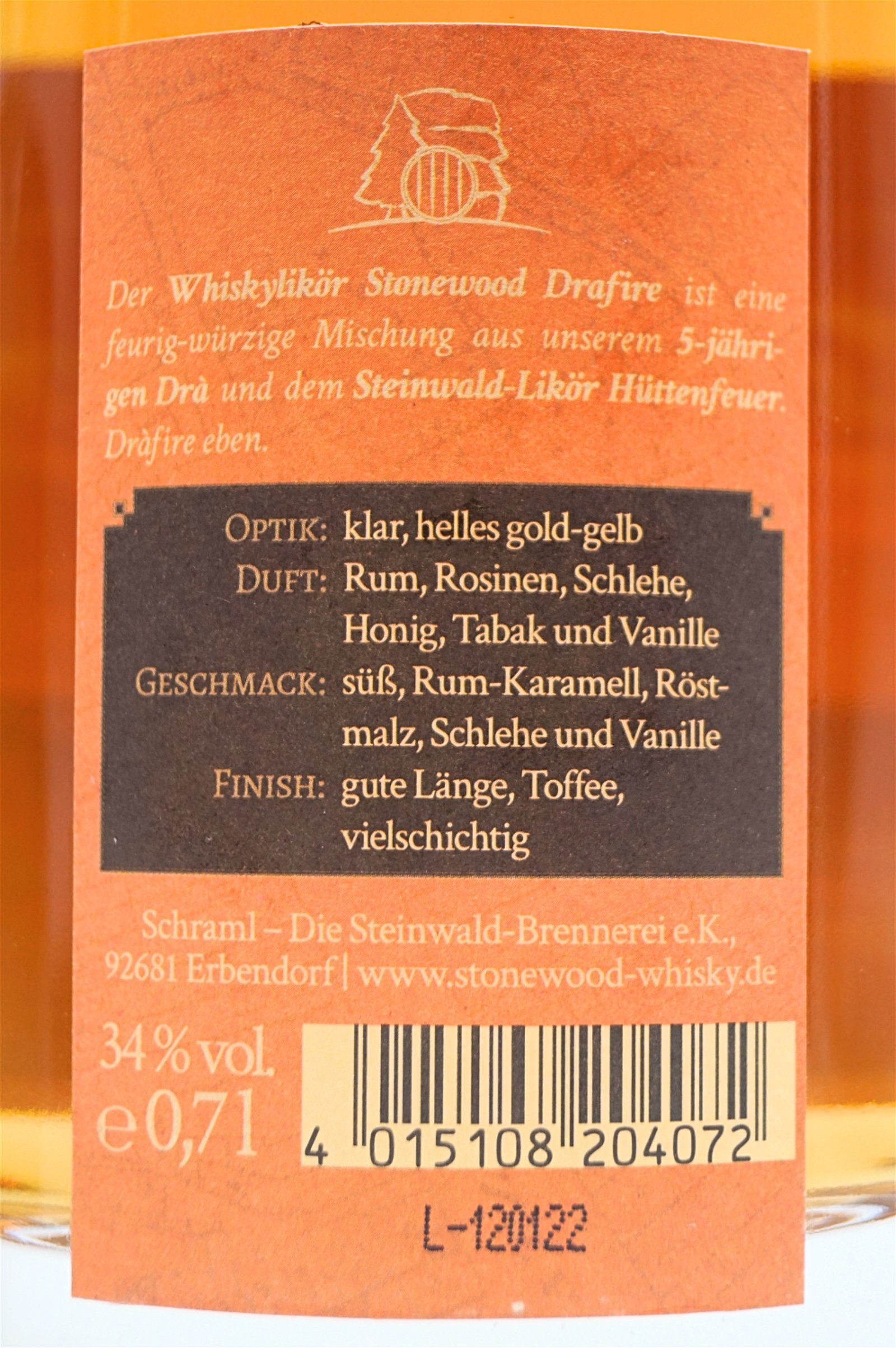 Schraml Stonewood Drafire Bavarian Whisky Likör