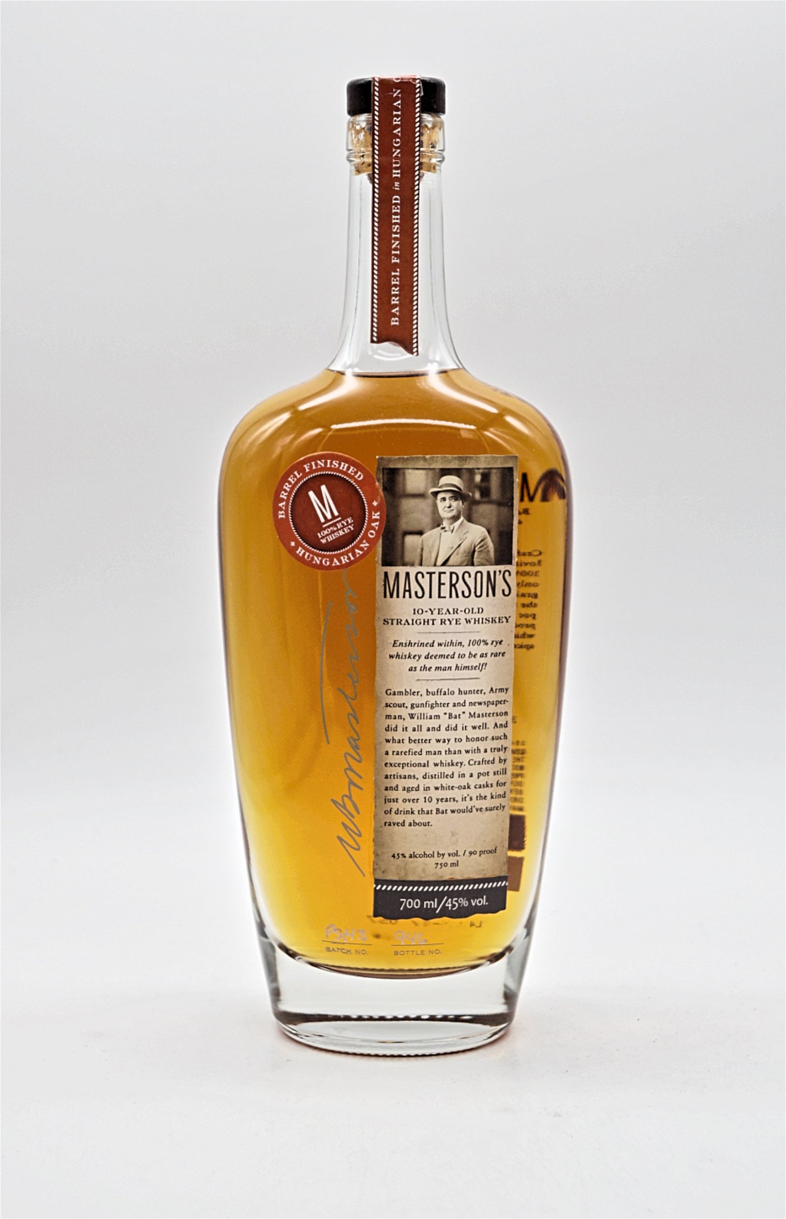 Mastersons 10 Jahre Hungarian Oak Straight Rye Whiskey 90 Proof
