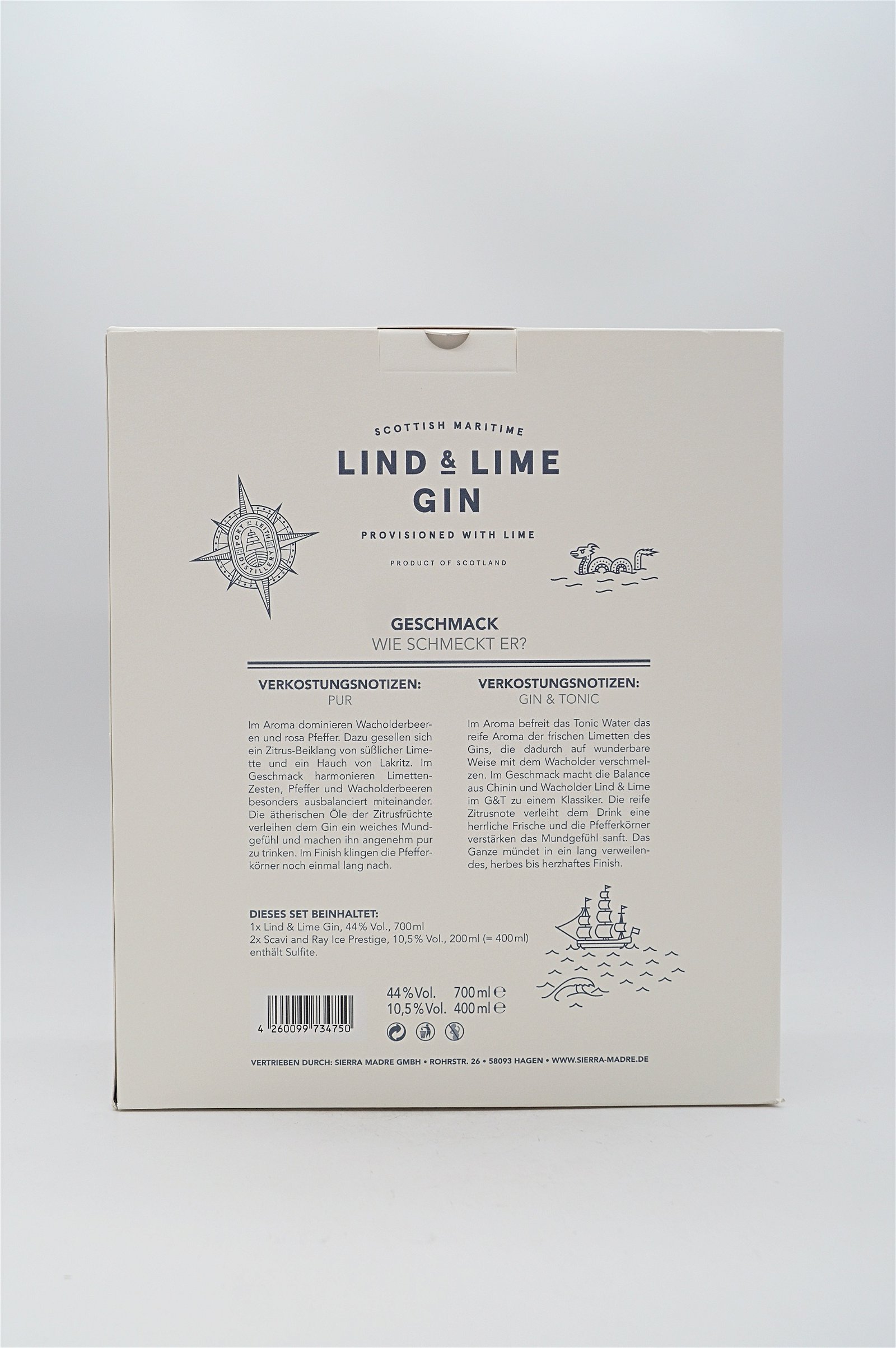 Lind & Lime Scottish Maritime Gin mit 2 Scavi & Ray Prosecco Ice Prestige