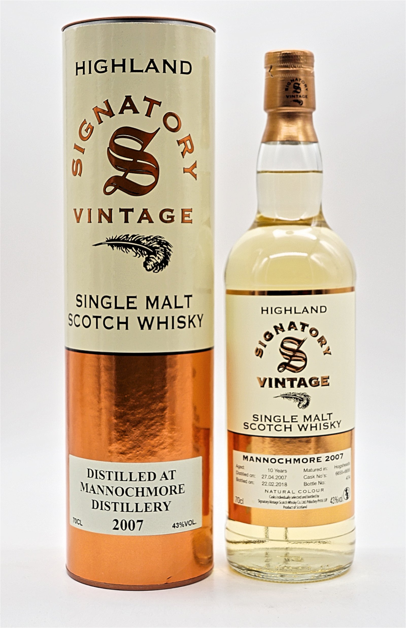 Signatory Vintage Single Malt Scotch Whisky Mannochmore Distillery 2007/2018 Cask 6655+6656 474 Fl. 