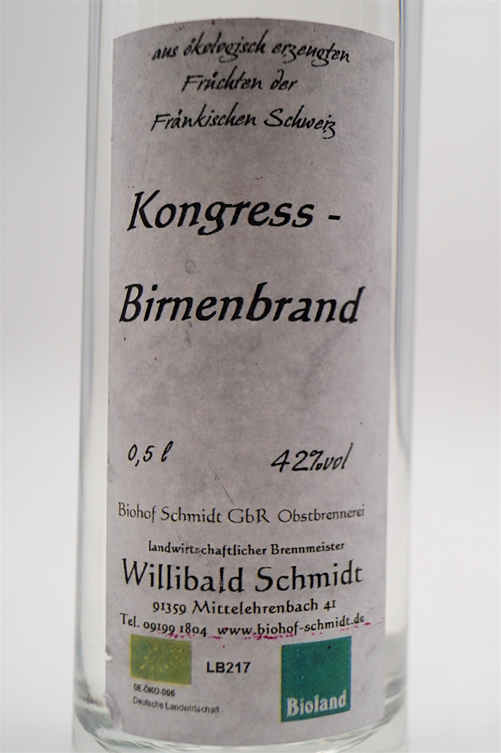 Obstbrennerei Biohof Schmidt Bio Kongress-Birnenbrand